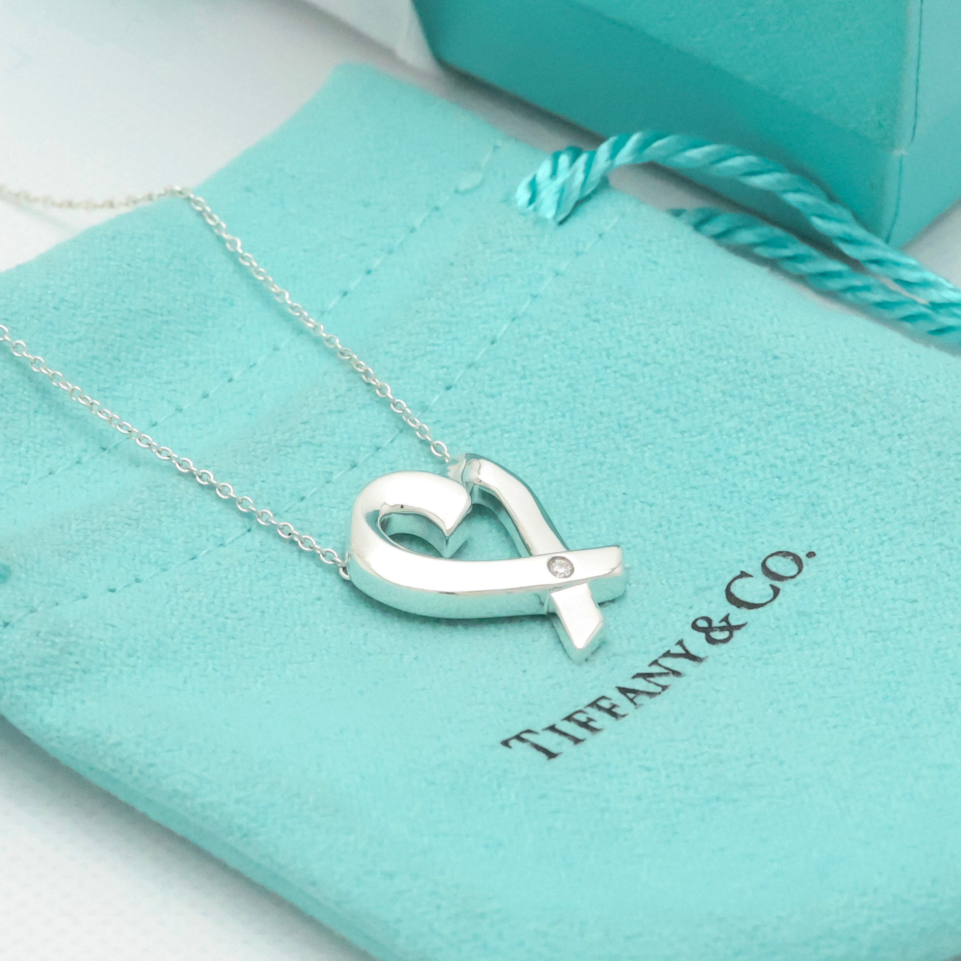 TIFFANY&Co. ミディアム ラビング ハート 1P ダイヤモンド パロマピカソ ネックレス AG925