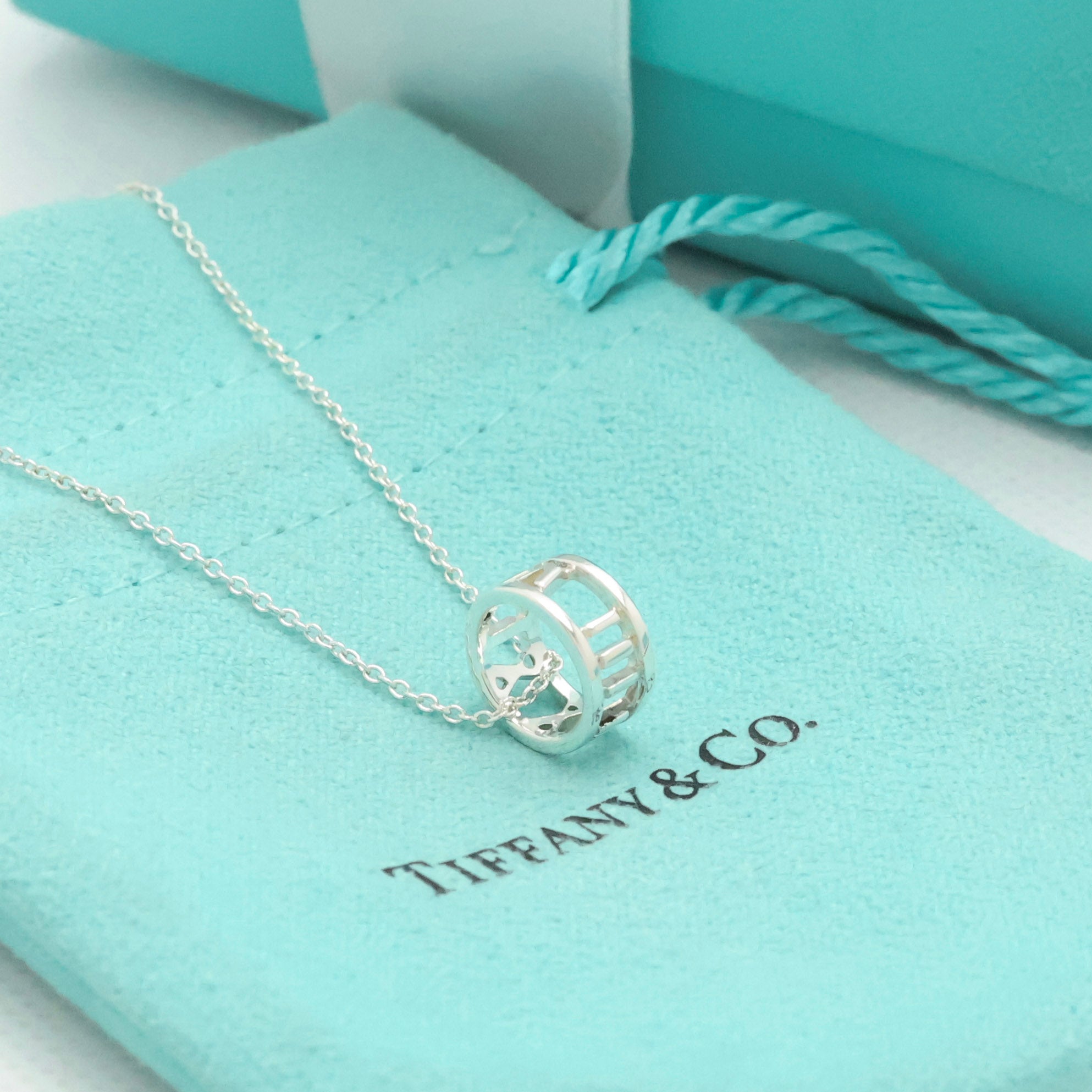  Tiffany & Co. Atlas Ring Pendant Necklace Sterling Silver 925