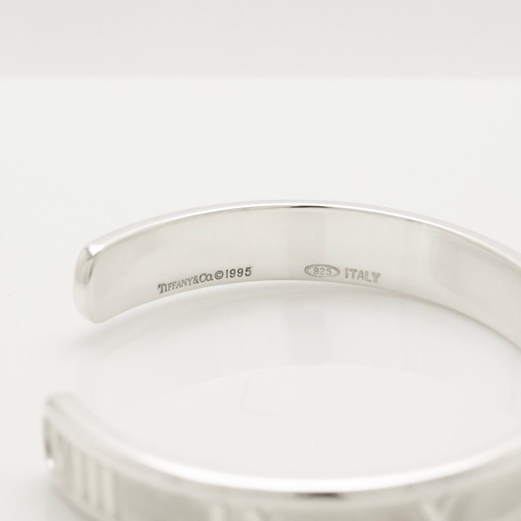 Tiffany & Co. Atlas Roman Numerals Cuff Bangle Bracelet Sterling Silver 925