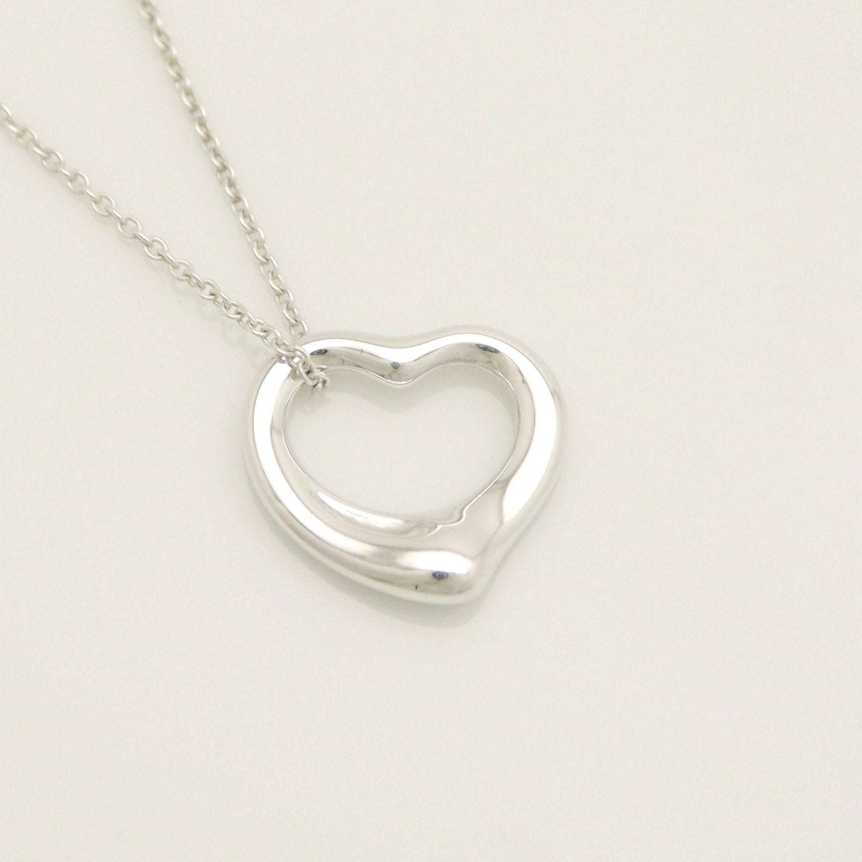 Tiffany & Co. Open Heart 16mm Pendant Necklace  Sterling Silver 925