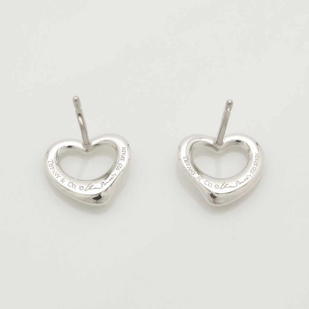 Tiffany & Co. Elsa Peretti Open Heart Stud Earrings Sterling Silver 925
