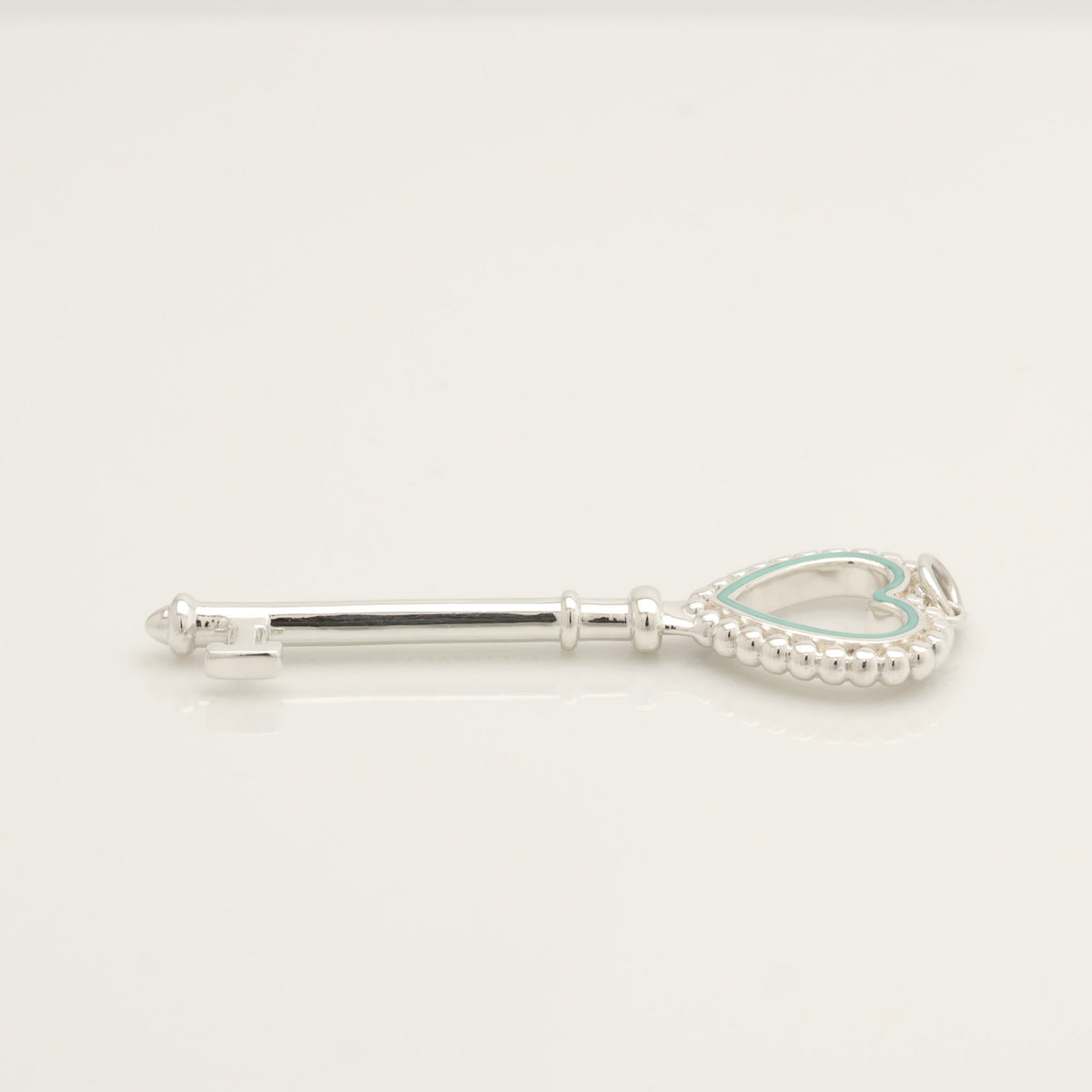  Tiffany & Co. Blue Enamel Beaded Heart Key Charm Sterling Silver 925　