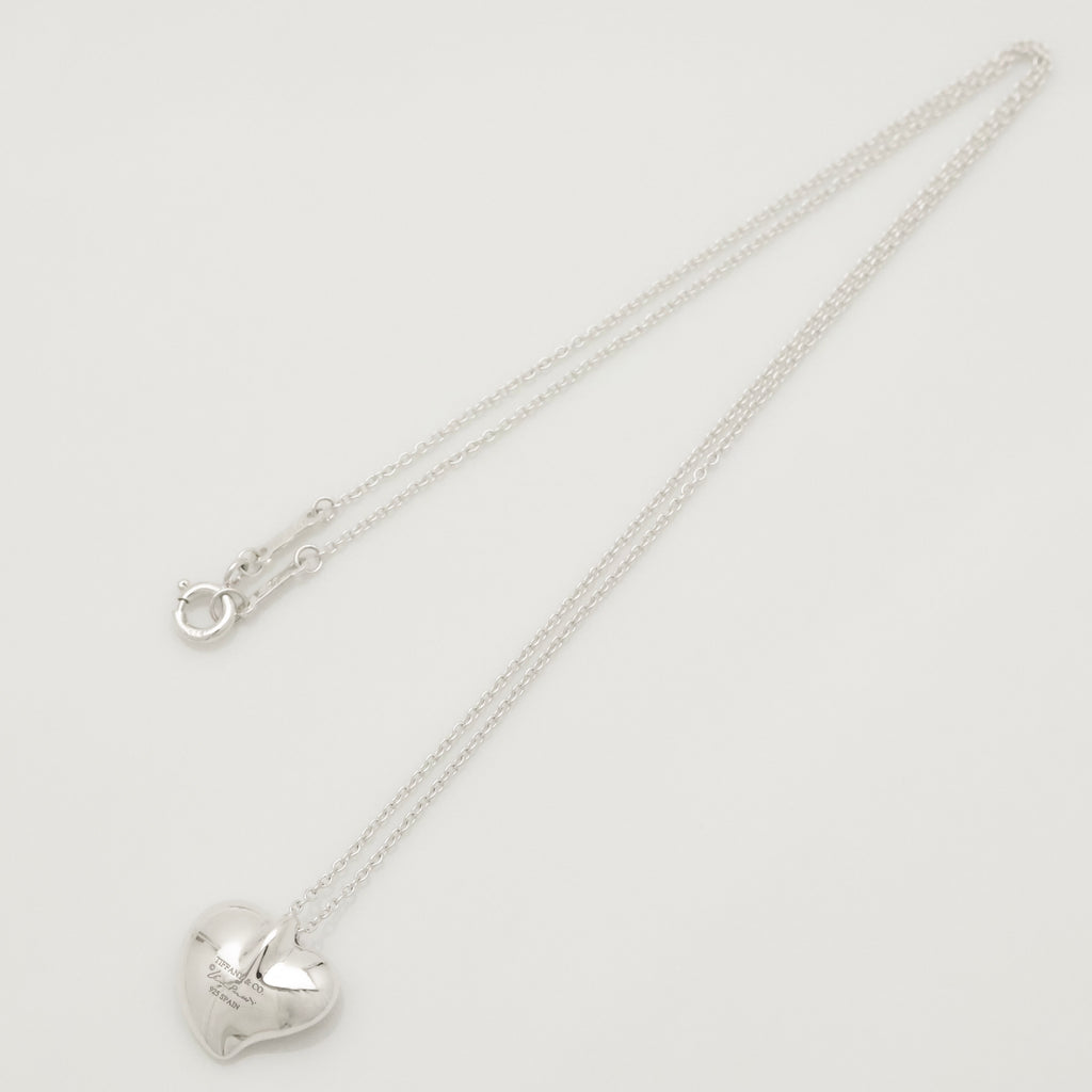 Tiffany & Co. Peretti Curved Full Heart Necklace Sterling Silver 925