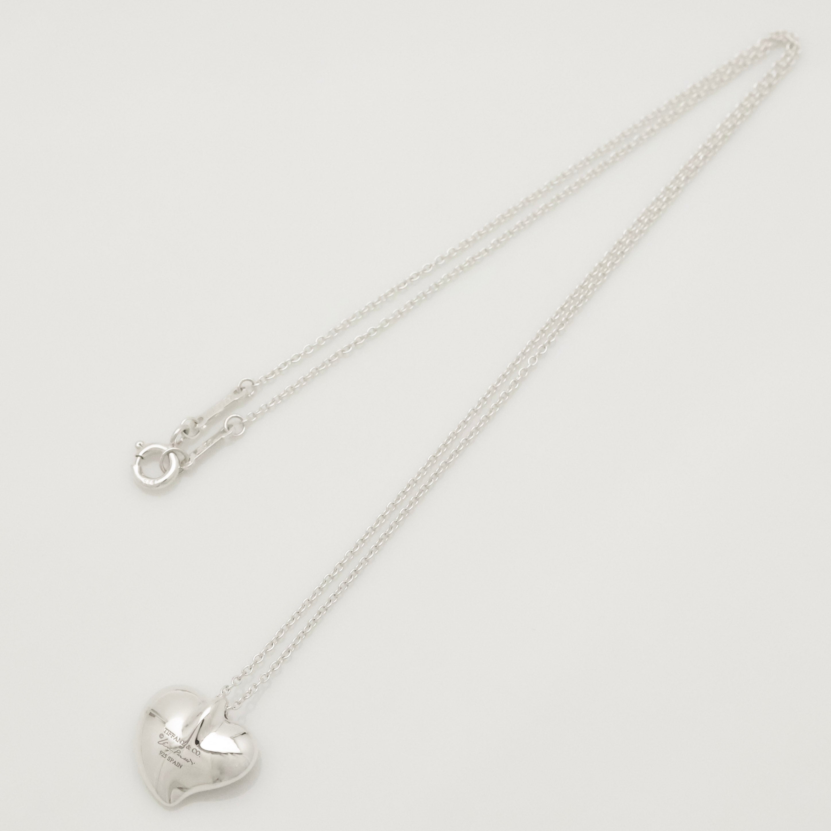 Tiffany & Co. Peretti Curved Full Heart Necklace Sterling Silver 925