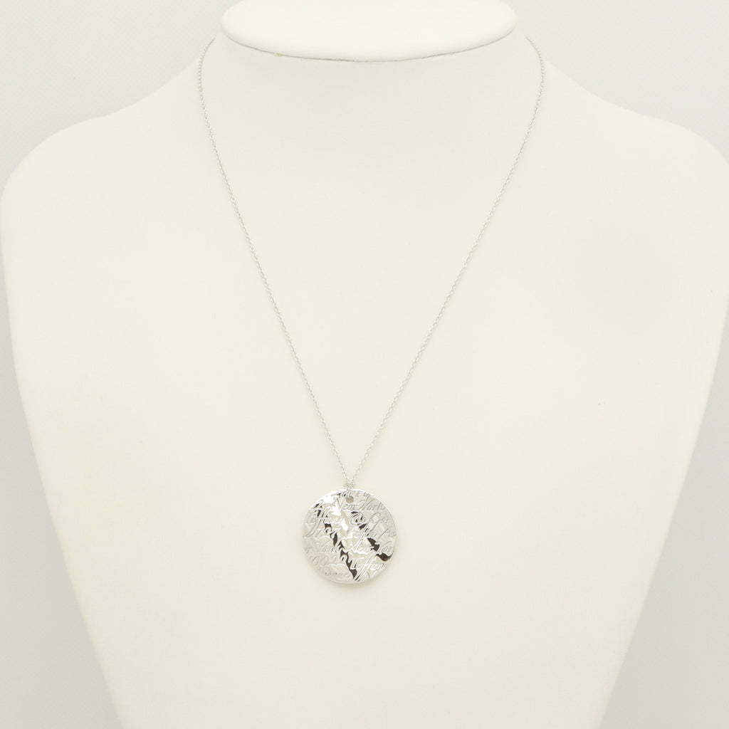 Tiffany & Co. Notes New York Large Wavy Round Circle Necklace Sterling Silver 925