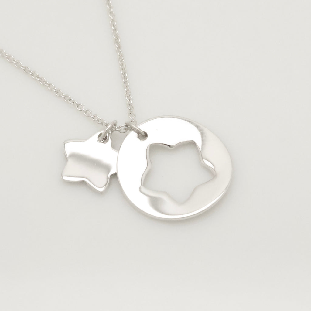 Tiffany & Co. Stencil Star Cutout Circle Necklace Sterling Silver 925 
