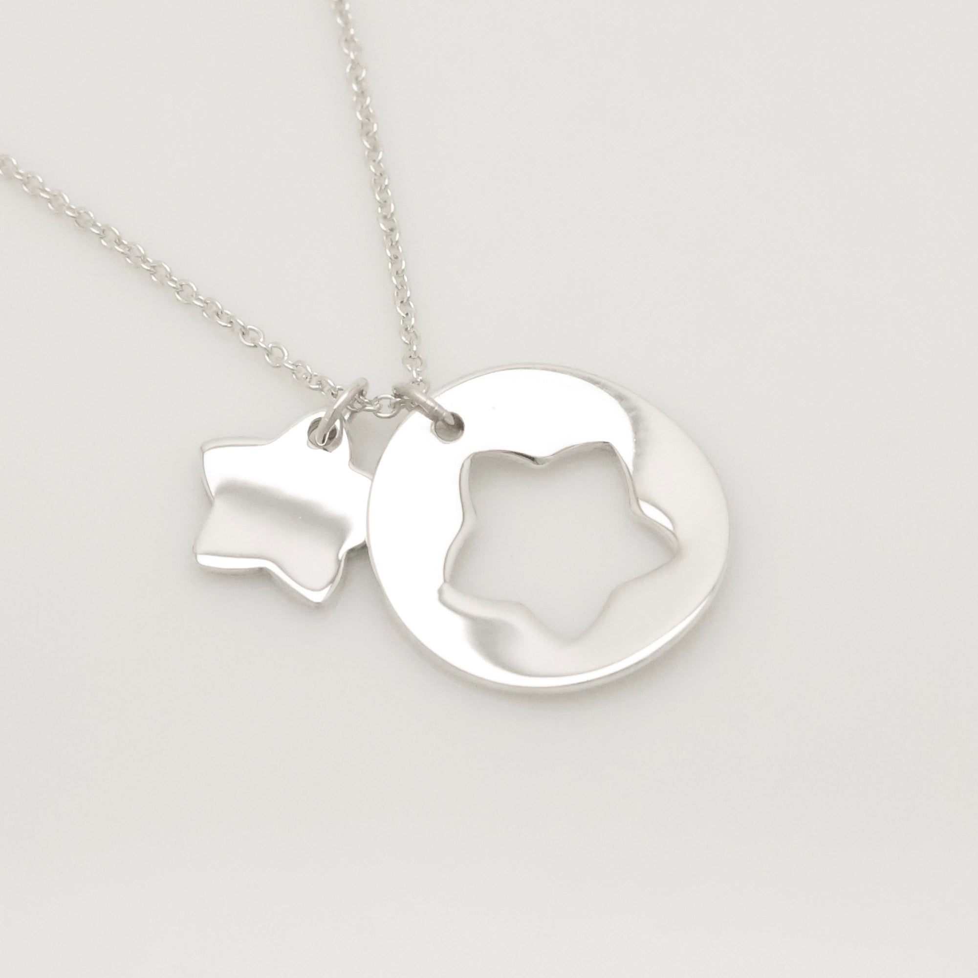 Tiffany & Co. Stencil Star Cutout Circle Necklace Sterling Silver 925 