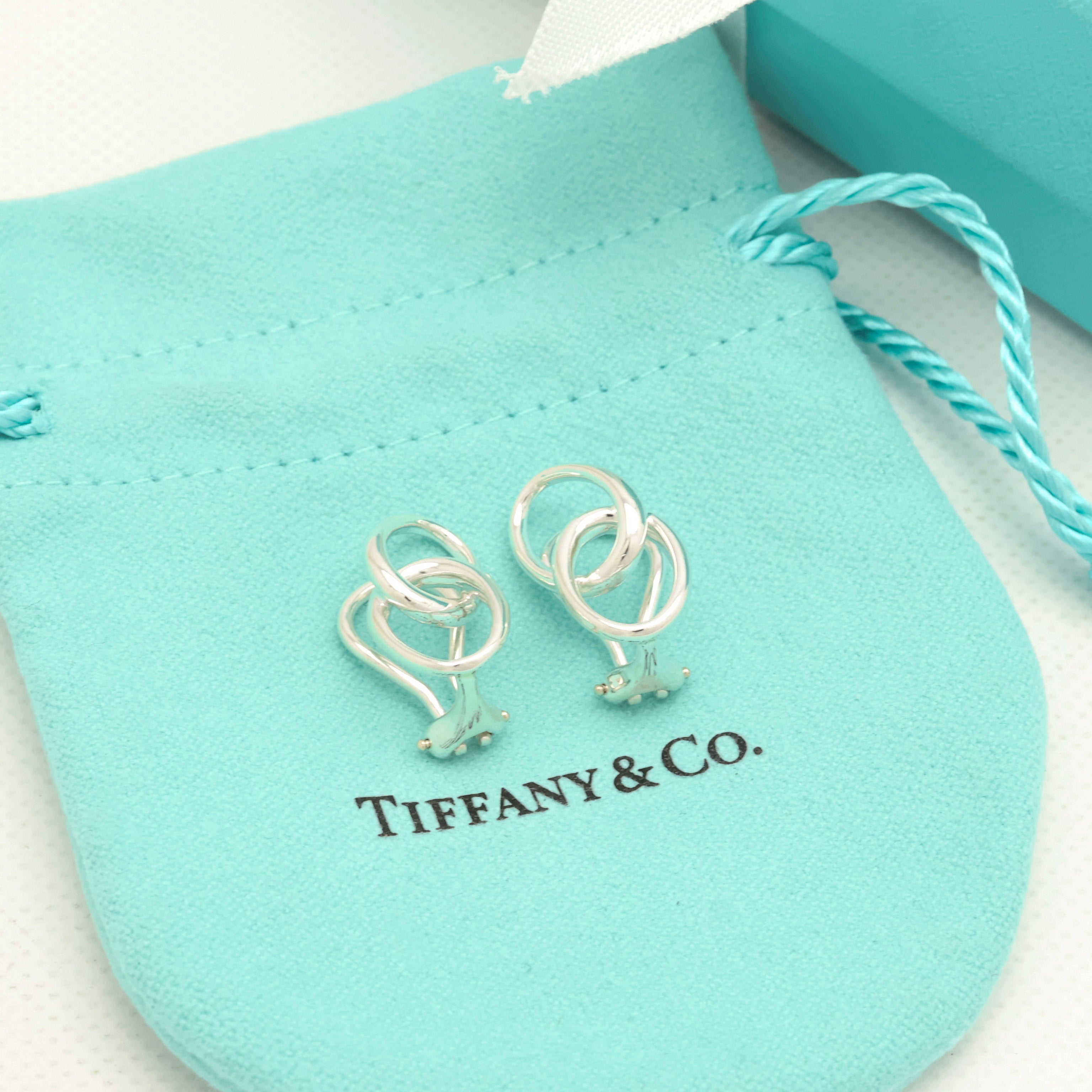  Tiffany & Co. Peretti Double Loop Clip-On Earrings Sterling Silver 925