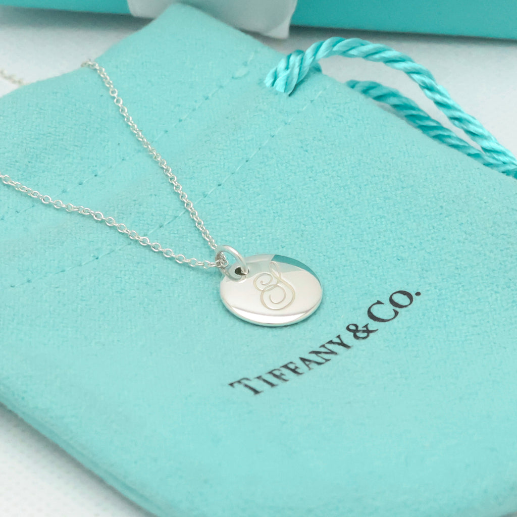  Tiffany & Co. Letter Y Notes Initial Disc Necklace Sterling Silver 925