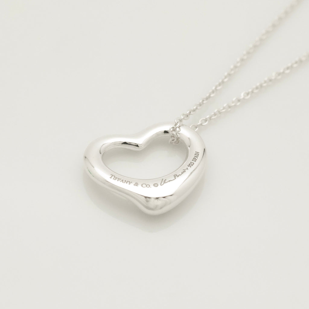 Tiffany & Co. Open Heart 16mm Pendant Necklace  Sterling Silver 925