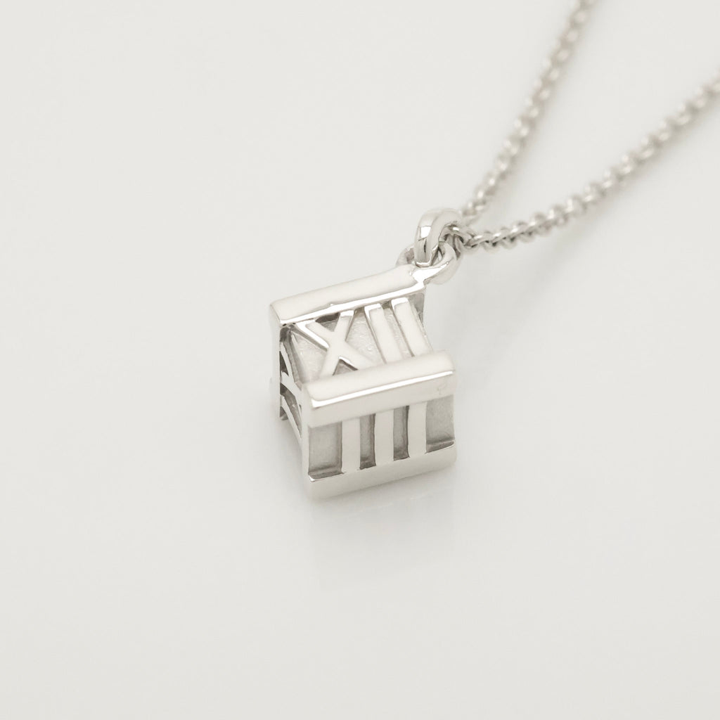  Tiffany & Co. Atlas Cube Necklace Pendant  Sterling Silver  925 