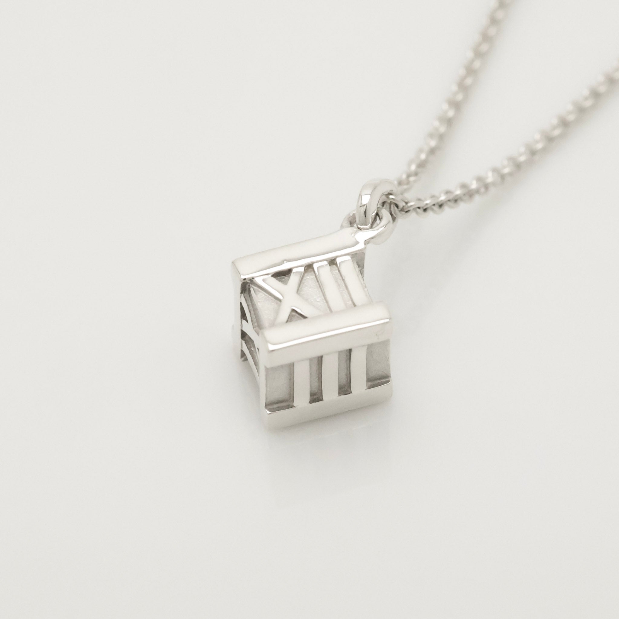  Tiffany & Co. Atlas Cube Necklace Pendant  Sterling Silver  925 
