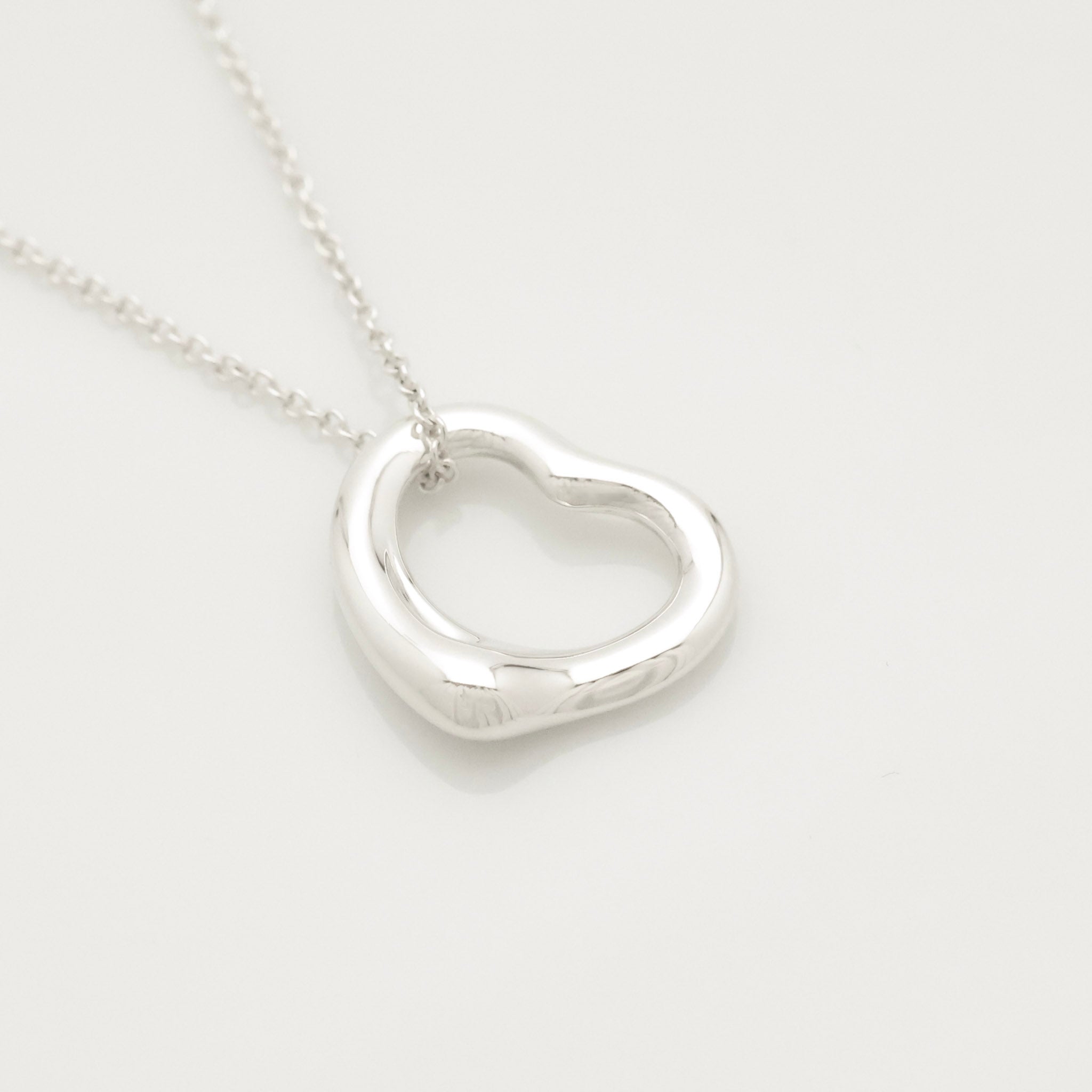 Tiffany & Co. Open Heart Pendant Necklace Sterling Silver 925