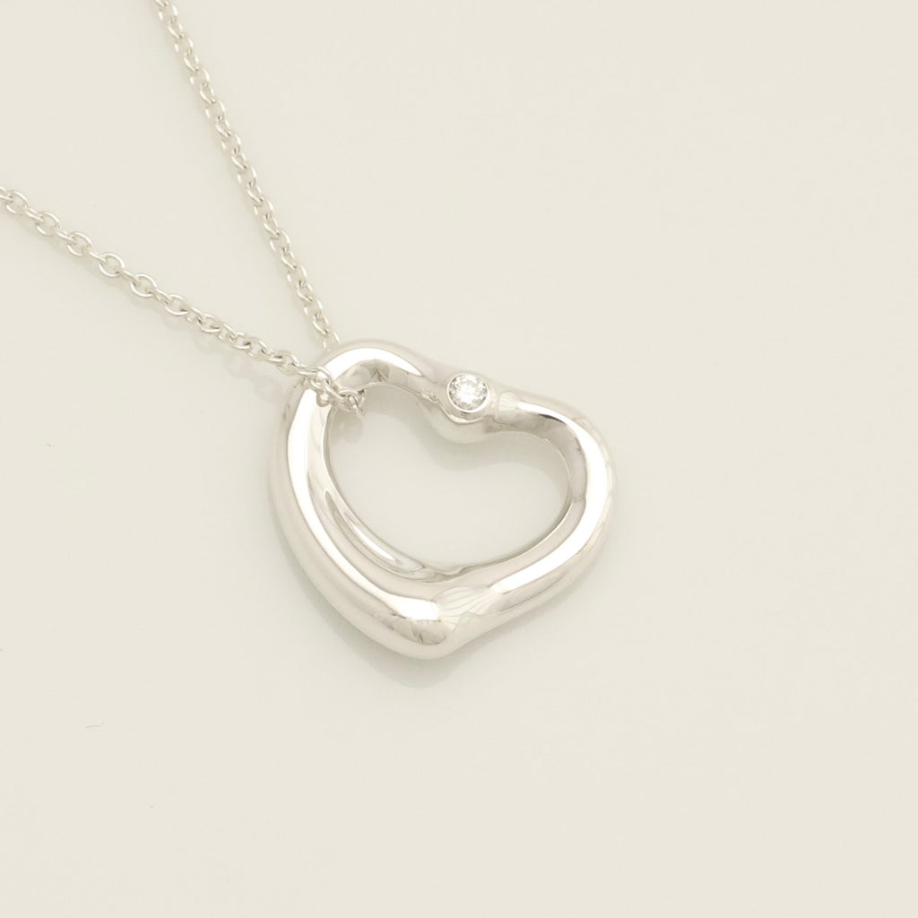 TIFFANY&Co. オープンハート 16mm 2P ダイヤモンド エルサペレッティ ネックレス AG925
