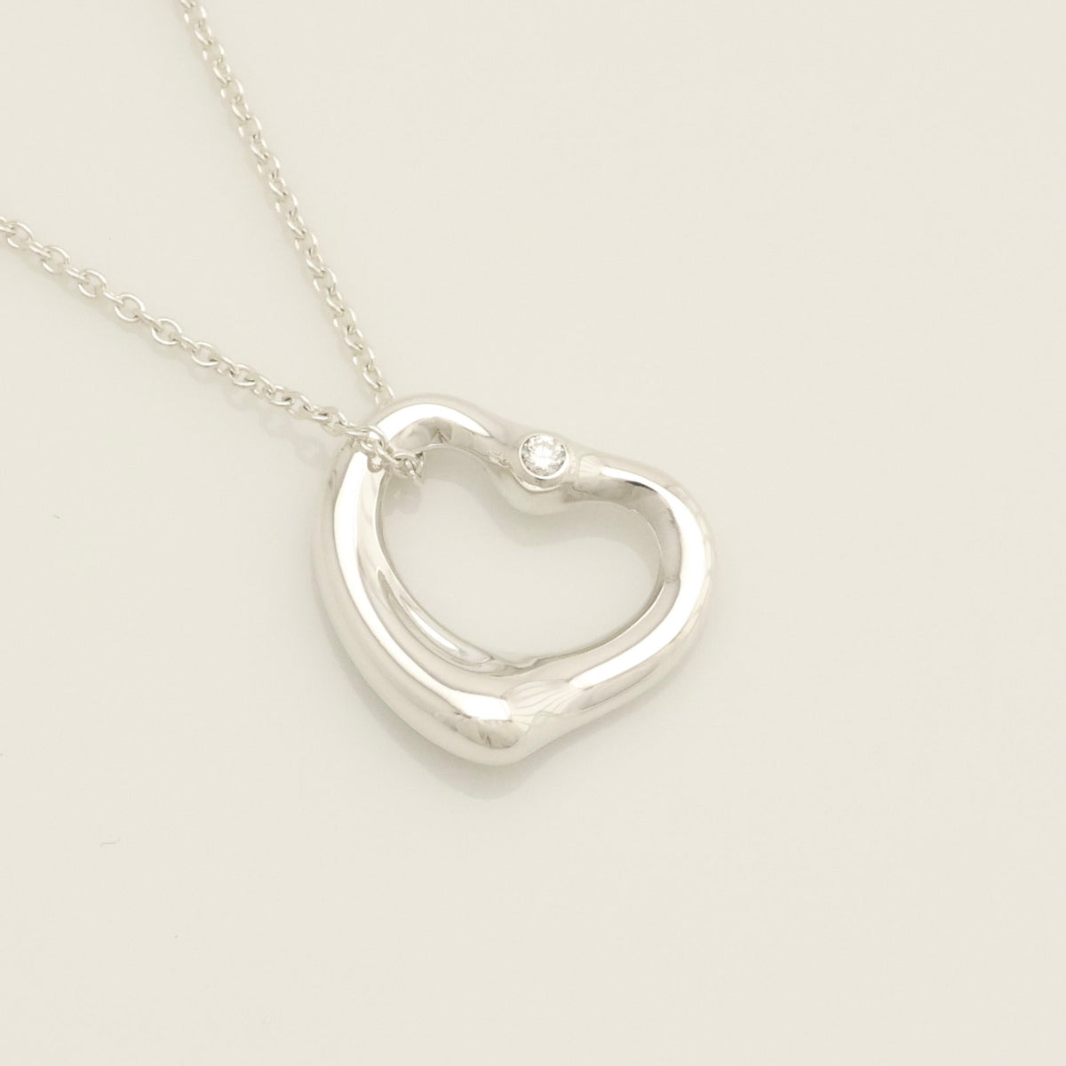 TIFFANY&Co. オープンハート 16mm 2P ダイヤモンド エルサペレッティ ネックレス AG925