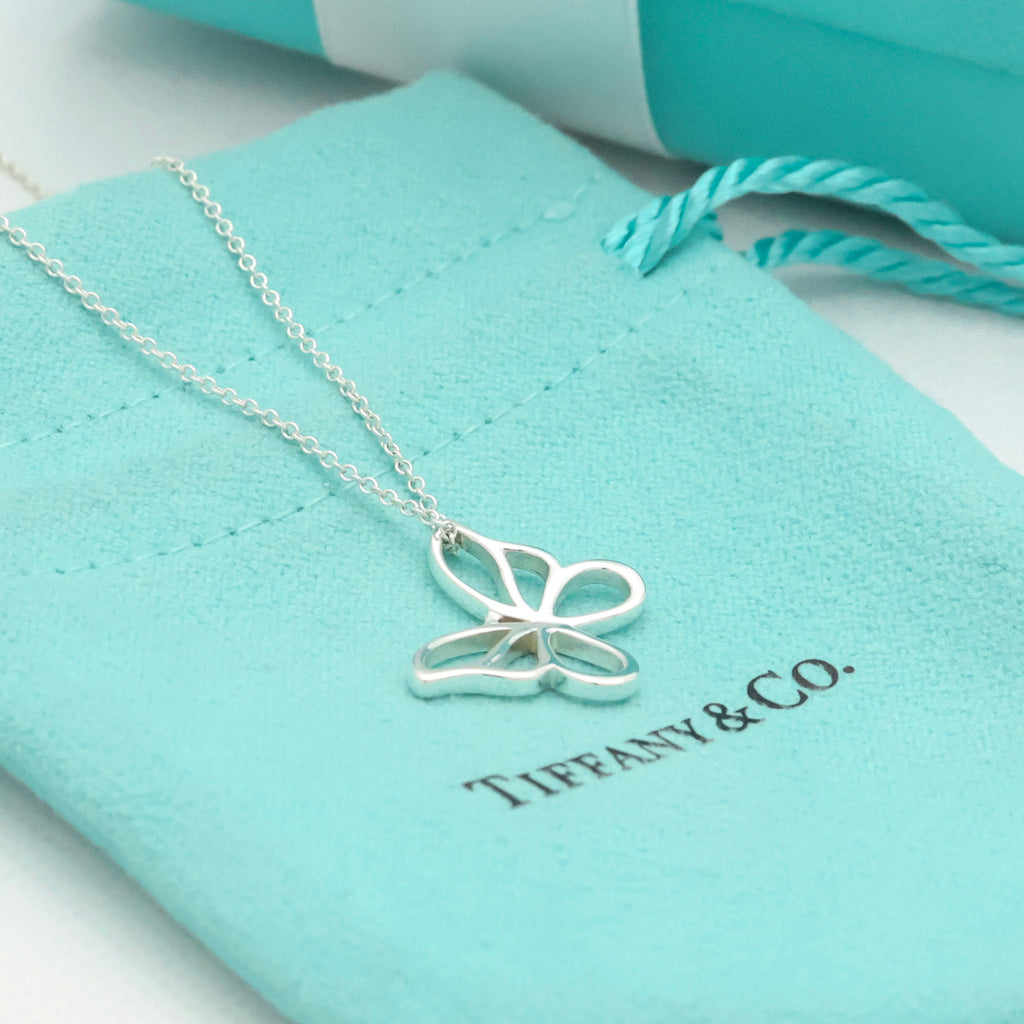 Tiffany & Co. Large Butterfly Necklace Pendant  Sterling Silver 925