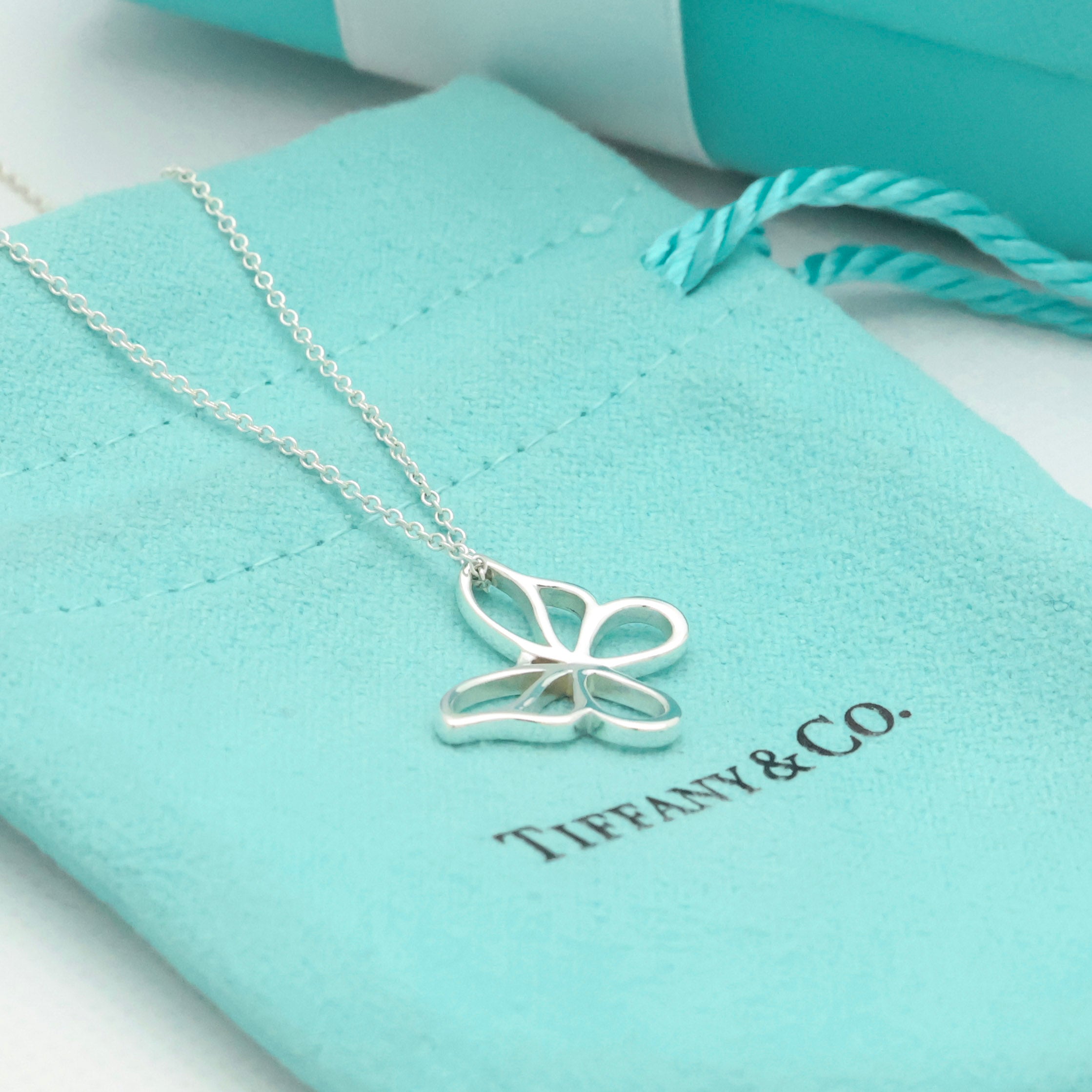 Tiffany & Co. Large Butterfly Necklace Pendant  Sterling Silver 925