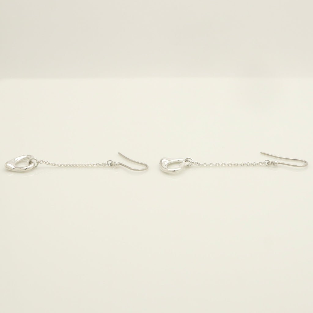 Tiffany & Co Elsa Peretti Open Heart Drop Dangle Earrings Sterling Silver 925