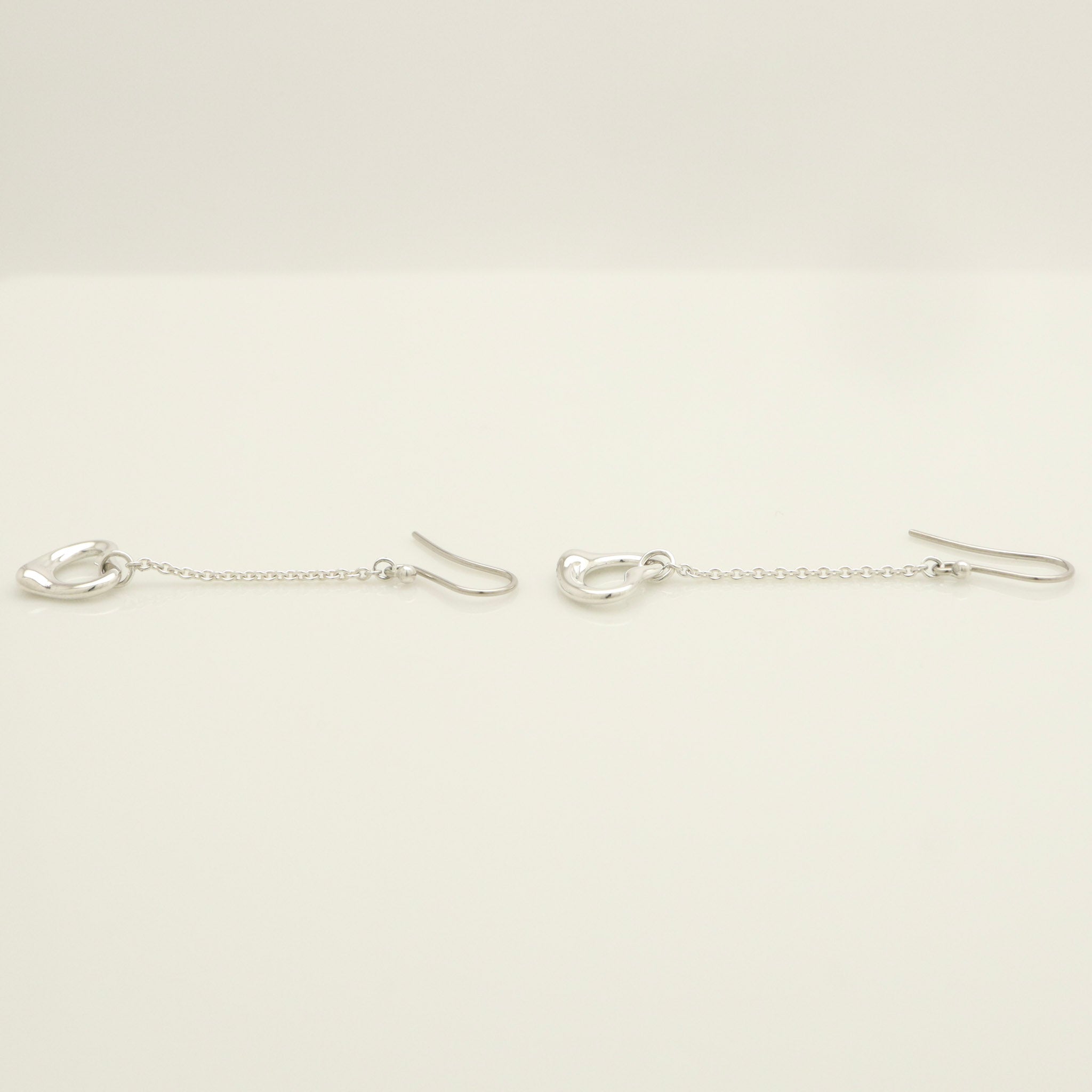 Tiffany & Co Elsa Peretti Open Heart Drop Dangle Earrings Sterling Silver 925