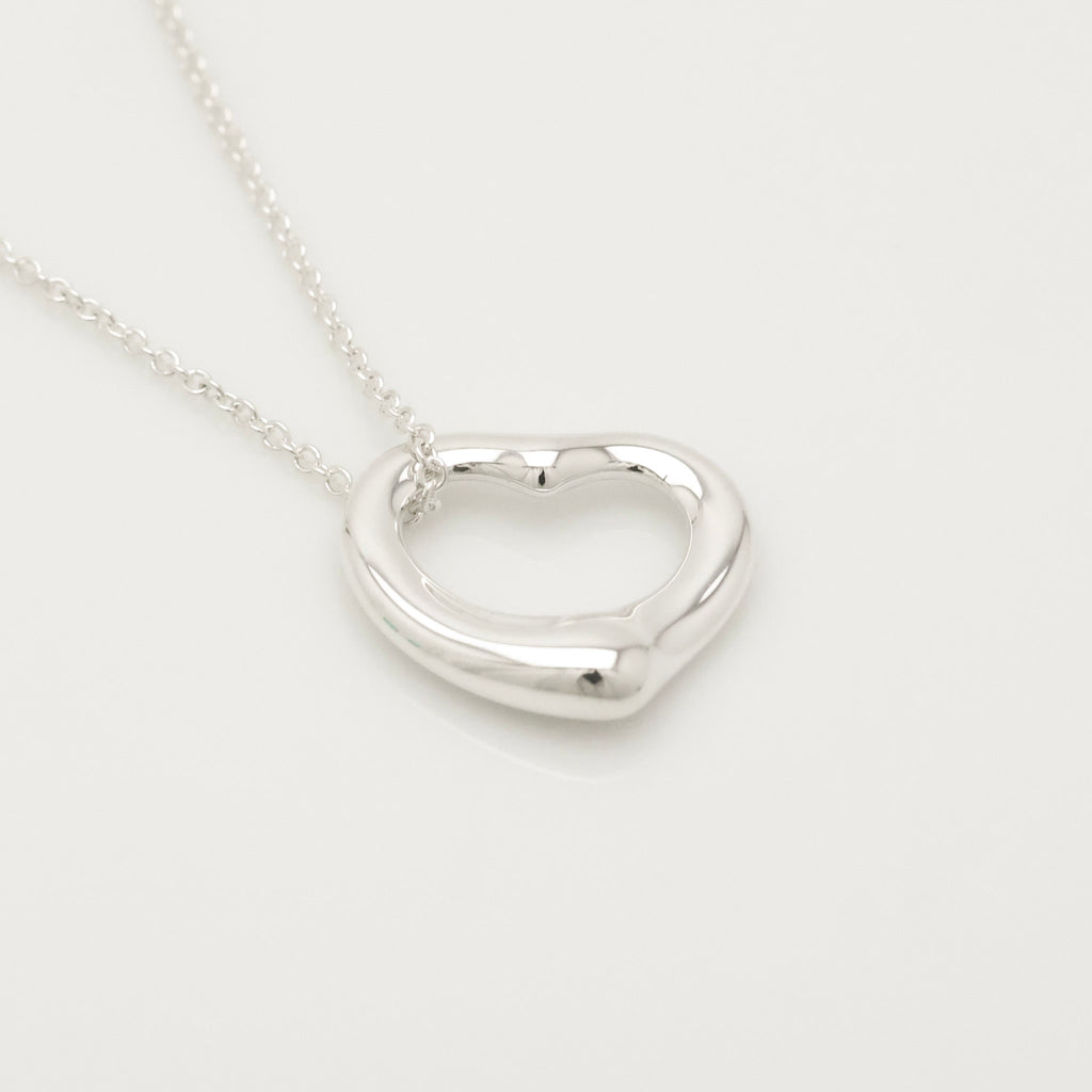 Tiffany & Co. Open Heart Pendant Necklace Sterling Silver 925