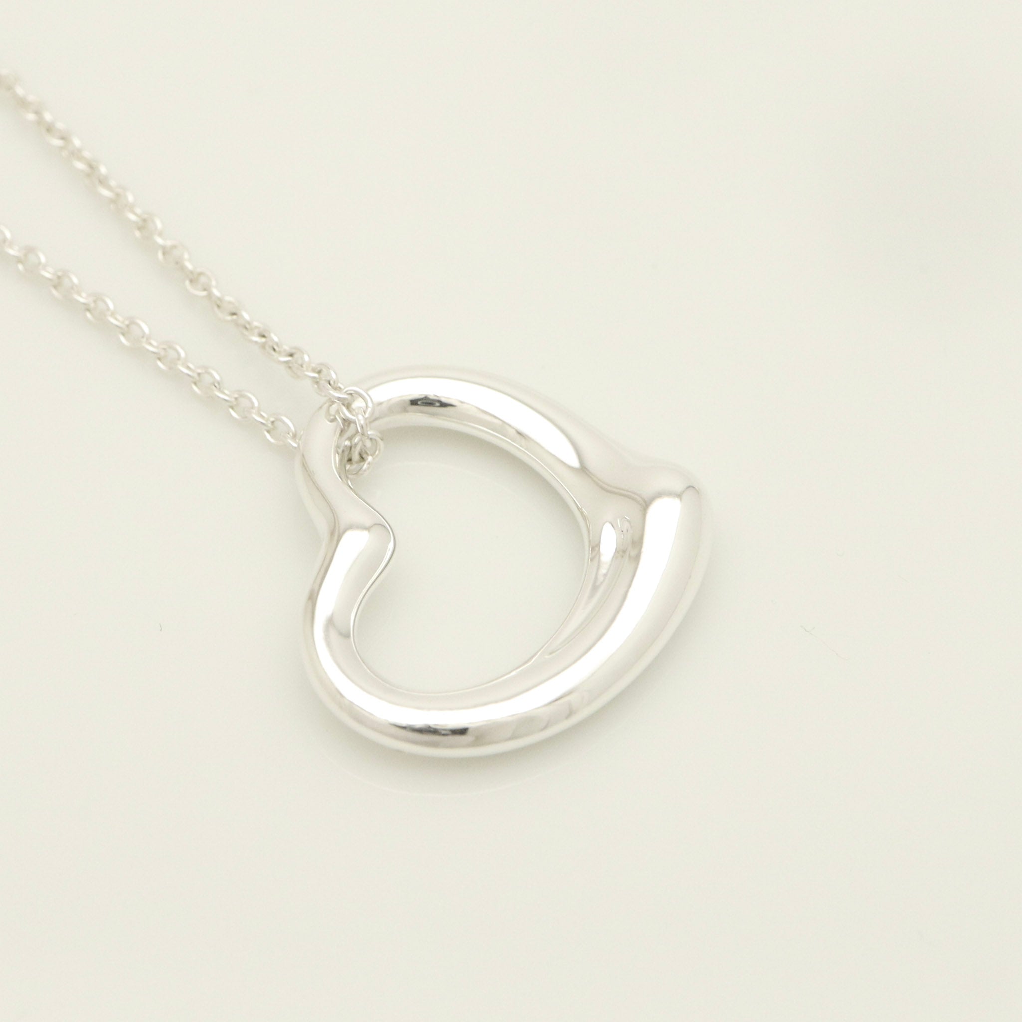 Tiffany & Co. Open Heart Pendant Necklace Sterling Silver 925