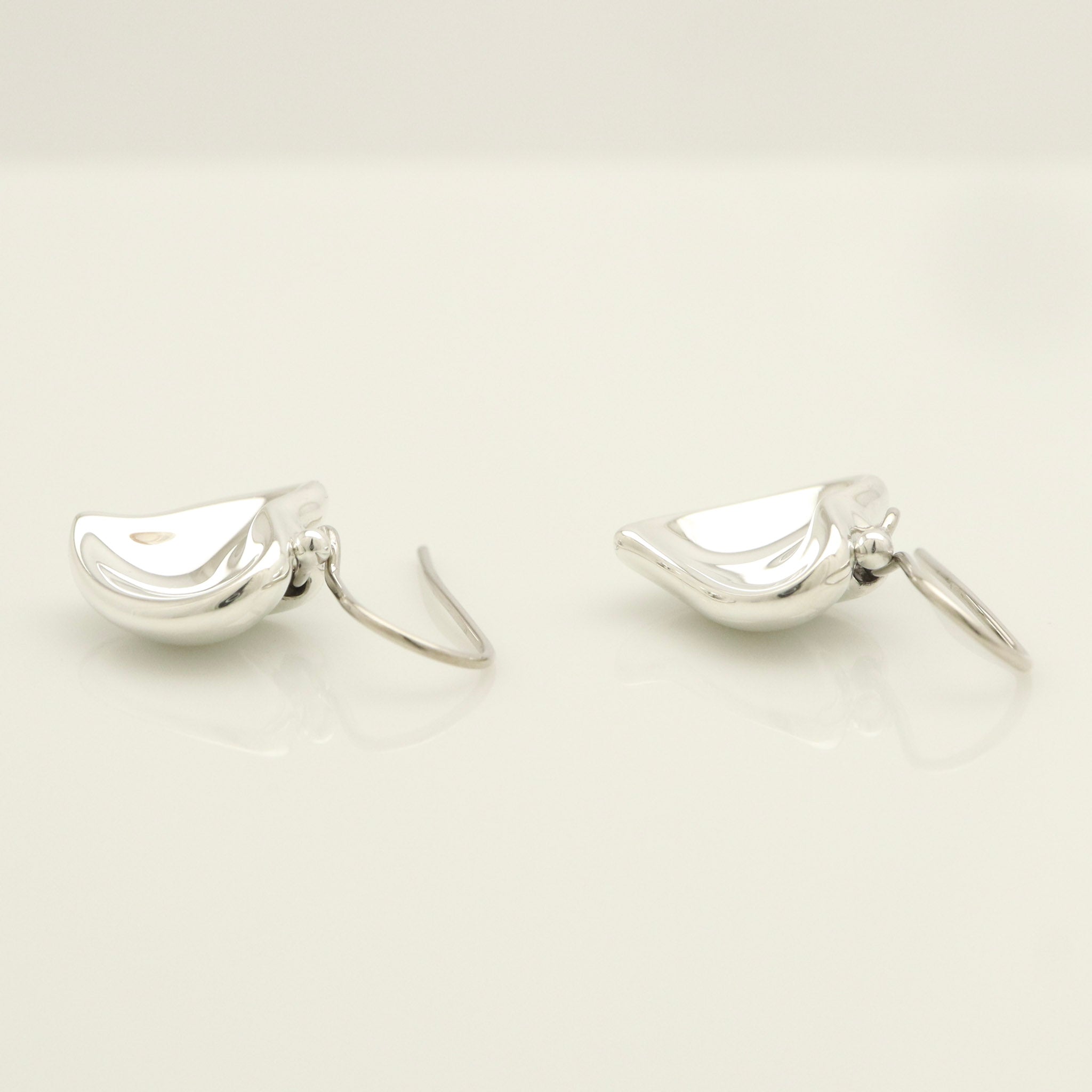 Tiffany & Co. Peretti Full Curved Heart Dangle Hook Earrings Sterling Silver 925