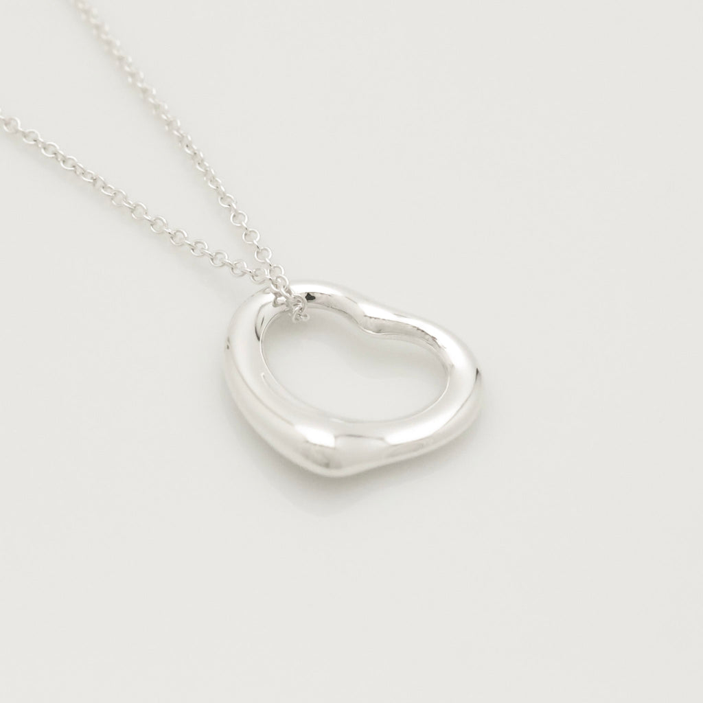 Tiffany & Co. Open Heart 16mm Pendant Necklace  Sterling Silver 925