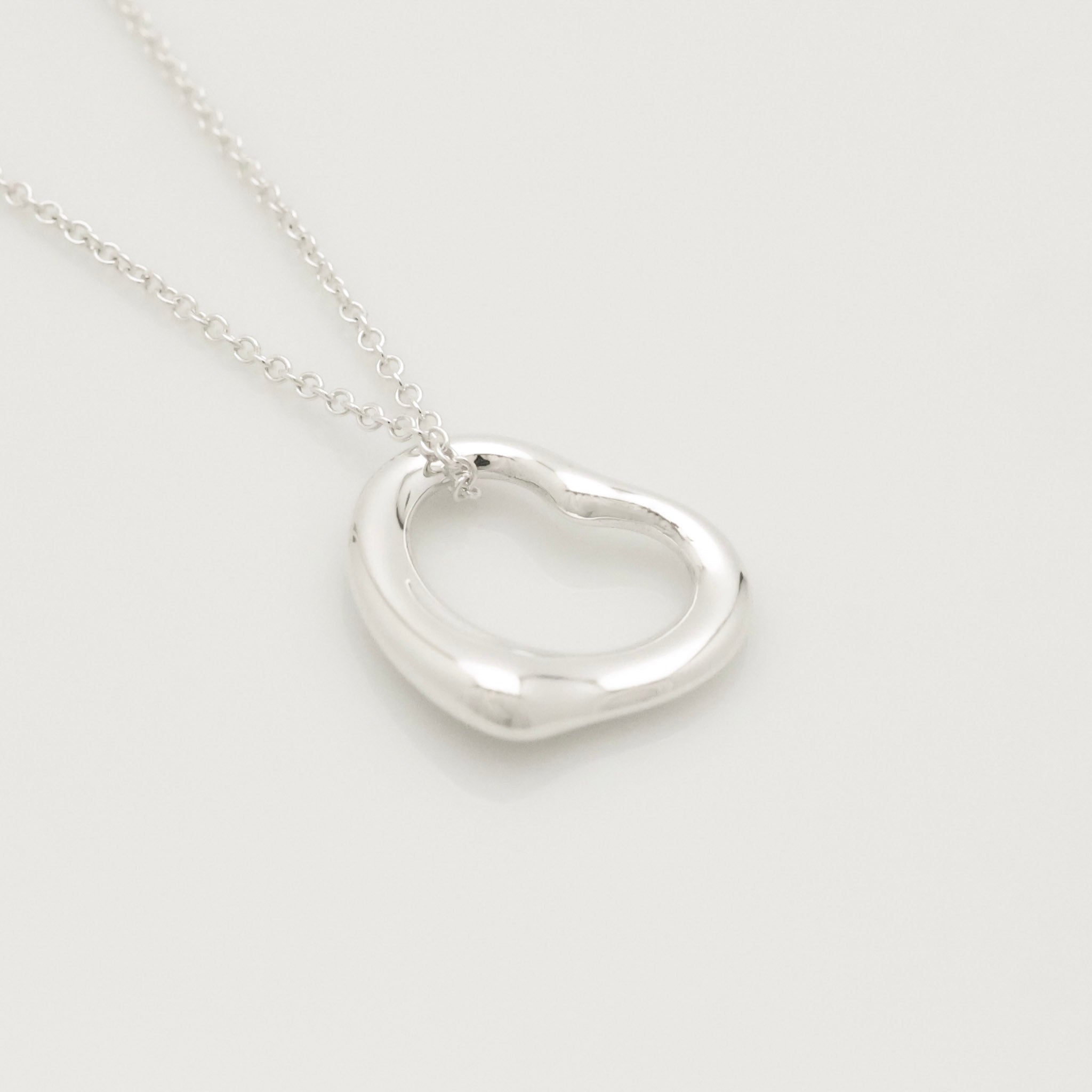 Tiffany & Co. Open Heart 16mm Pendant Necklace  Sterling Silver 925