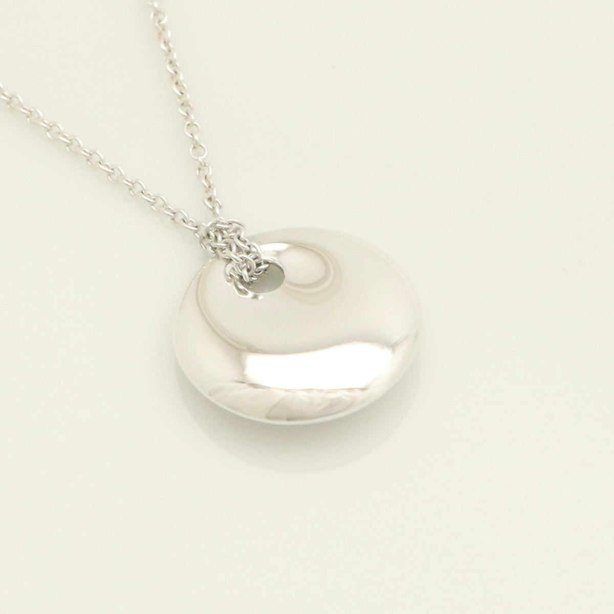 Tiffany & Co. Small Round Circle Disc Necklace Pendant Sterling Silver 925