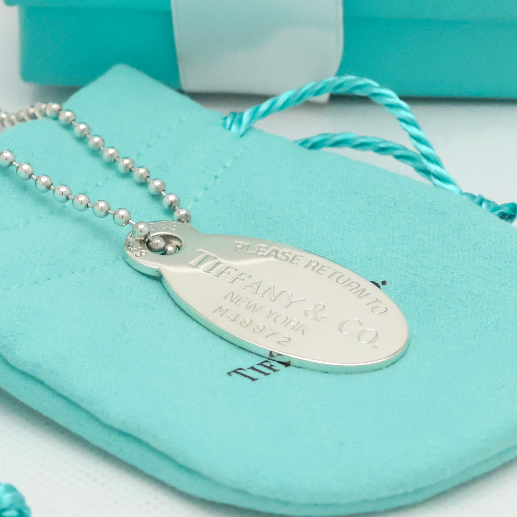 TIFFANY&Co.リターントゥ ティファニー オーバル タグ ボール チェーン ネックレス AG925