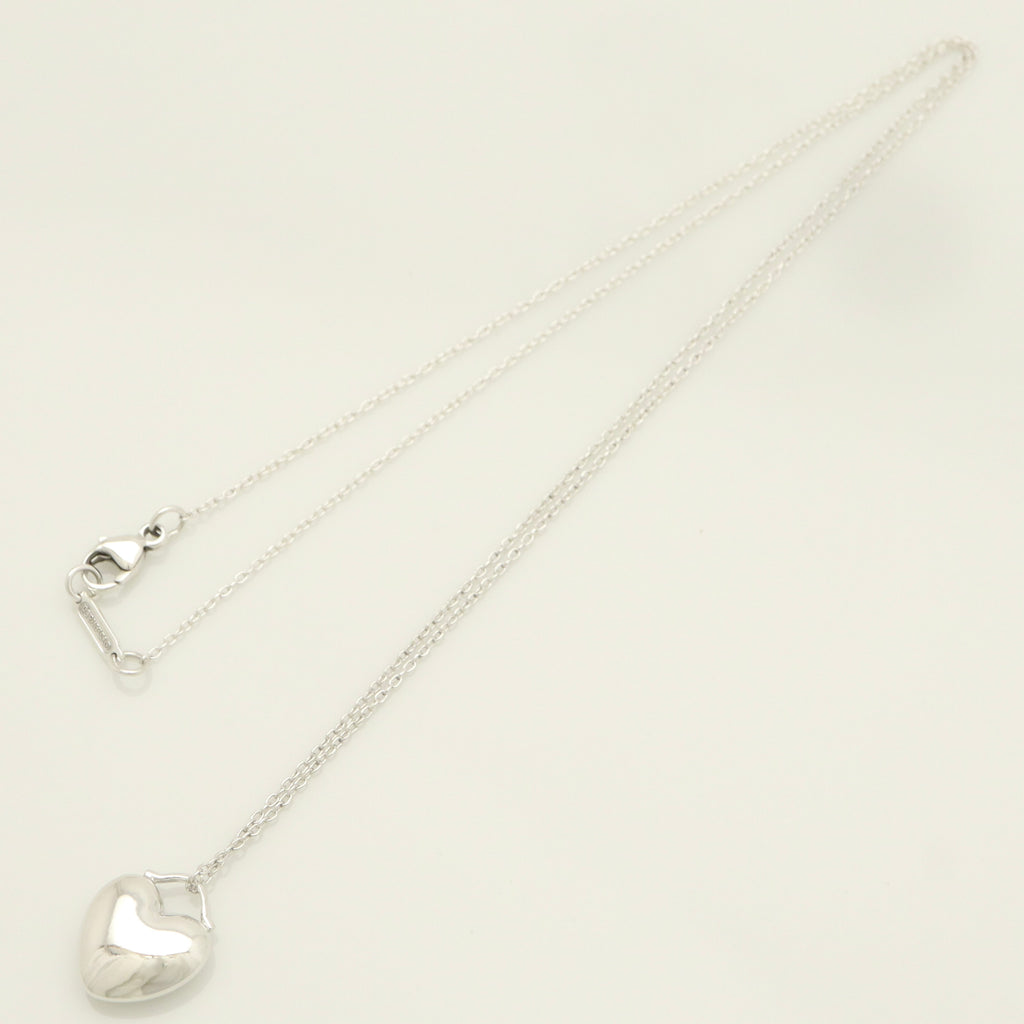 Tiffany & Co. Puff Heart Dangle Pendant Necklace Sterling Silver 925