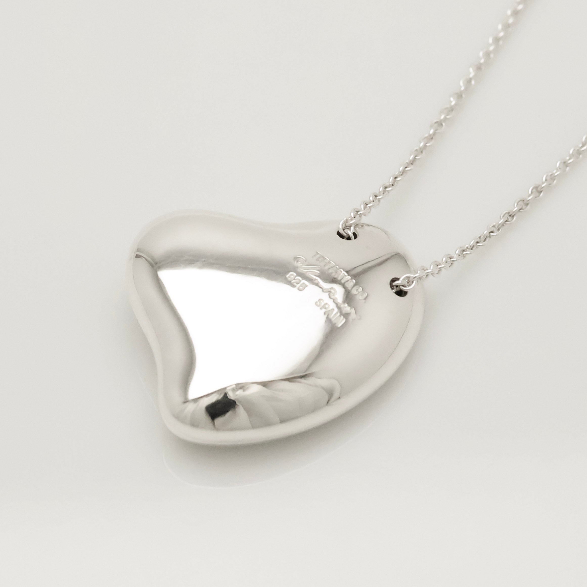  Tiffany & Co. Large Full Heart Pendant Necklace Sterling Silver 925