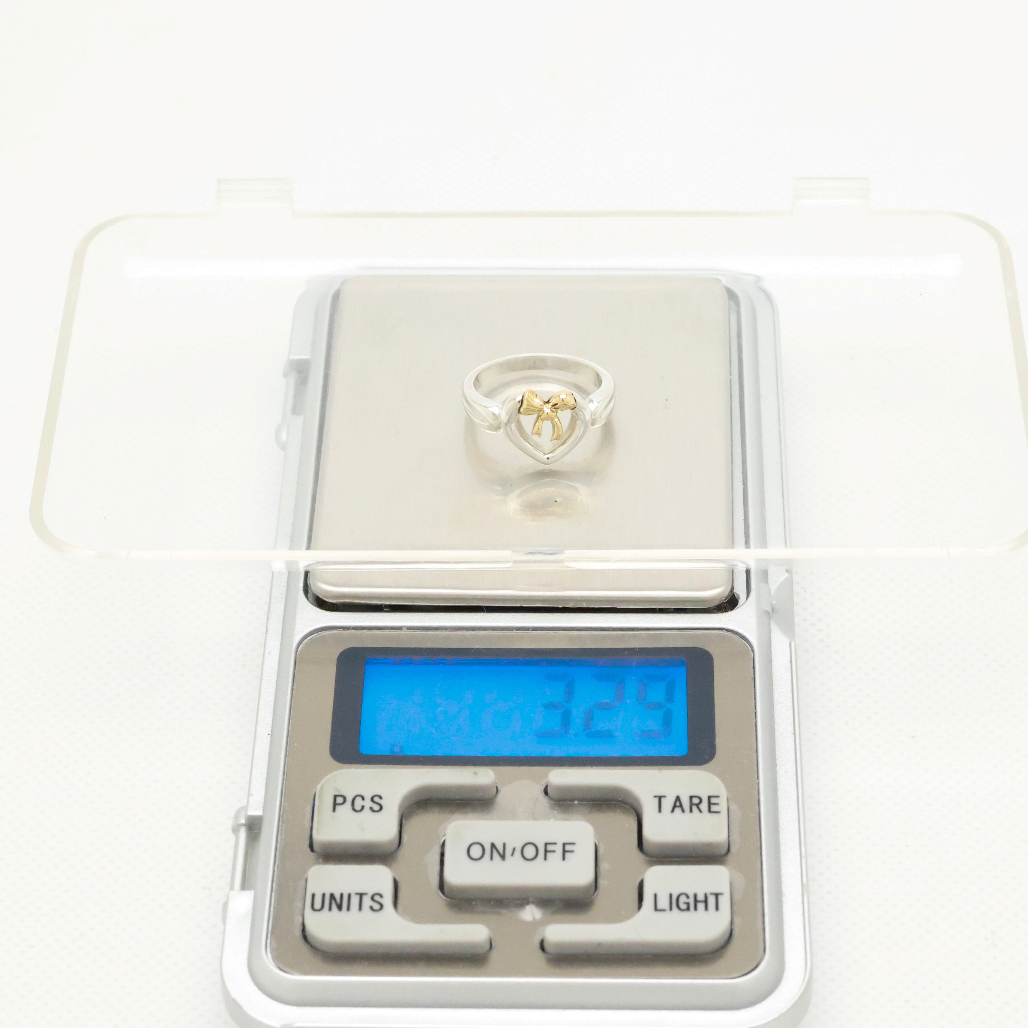 TIFFANY&Co. ハート リボン コンビ イエローゴールド リング 7 号 AG925 AU750