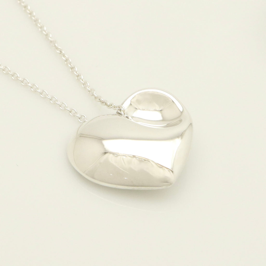 Tiffany & Co. Puff Heart Dangle Pendant Necklace Sterling Silver 925