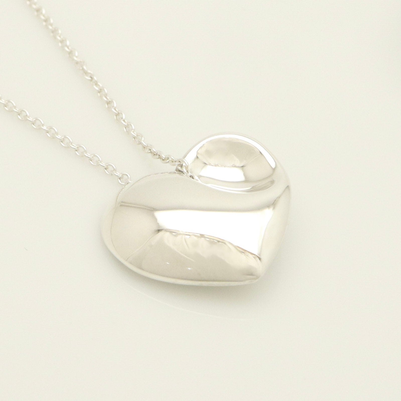 Tiffany & Co. Puff Heart Dangle Pendant Necklace Sterling Silver 925