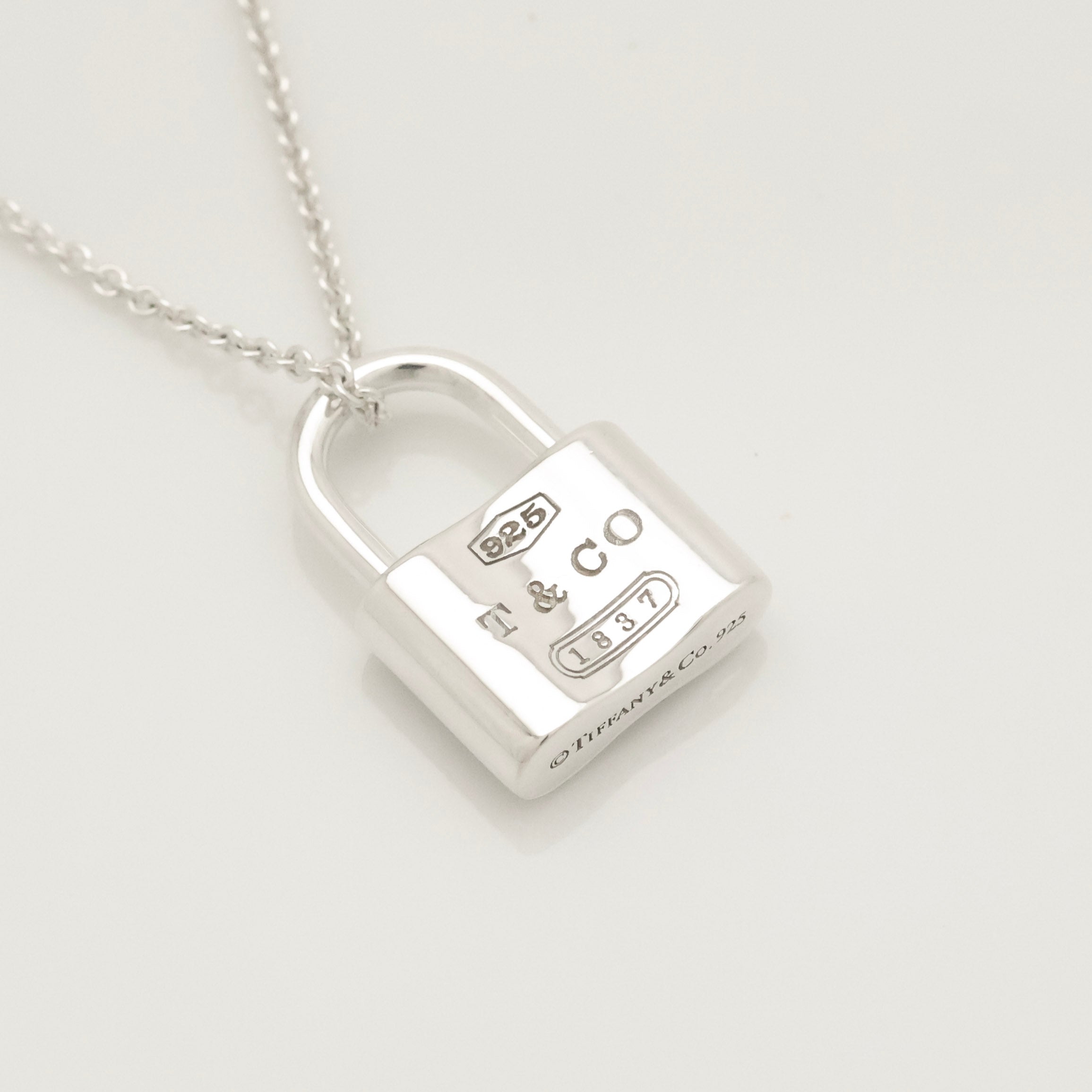 Tiffany & Co. 1837 Lock Padlock Necklace Pendant  Sterling Silver 925