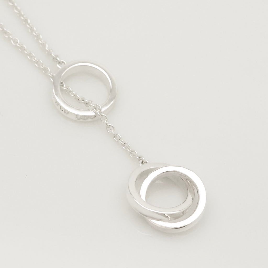 Tiffany & Co. 1837 Interlocking Circles Lariat Necklace Sterling Silver 925