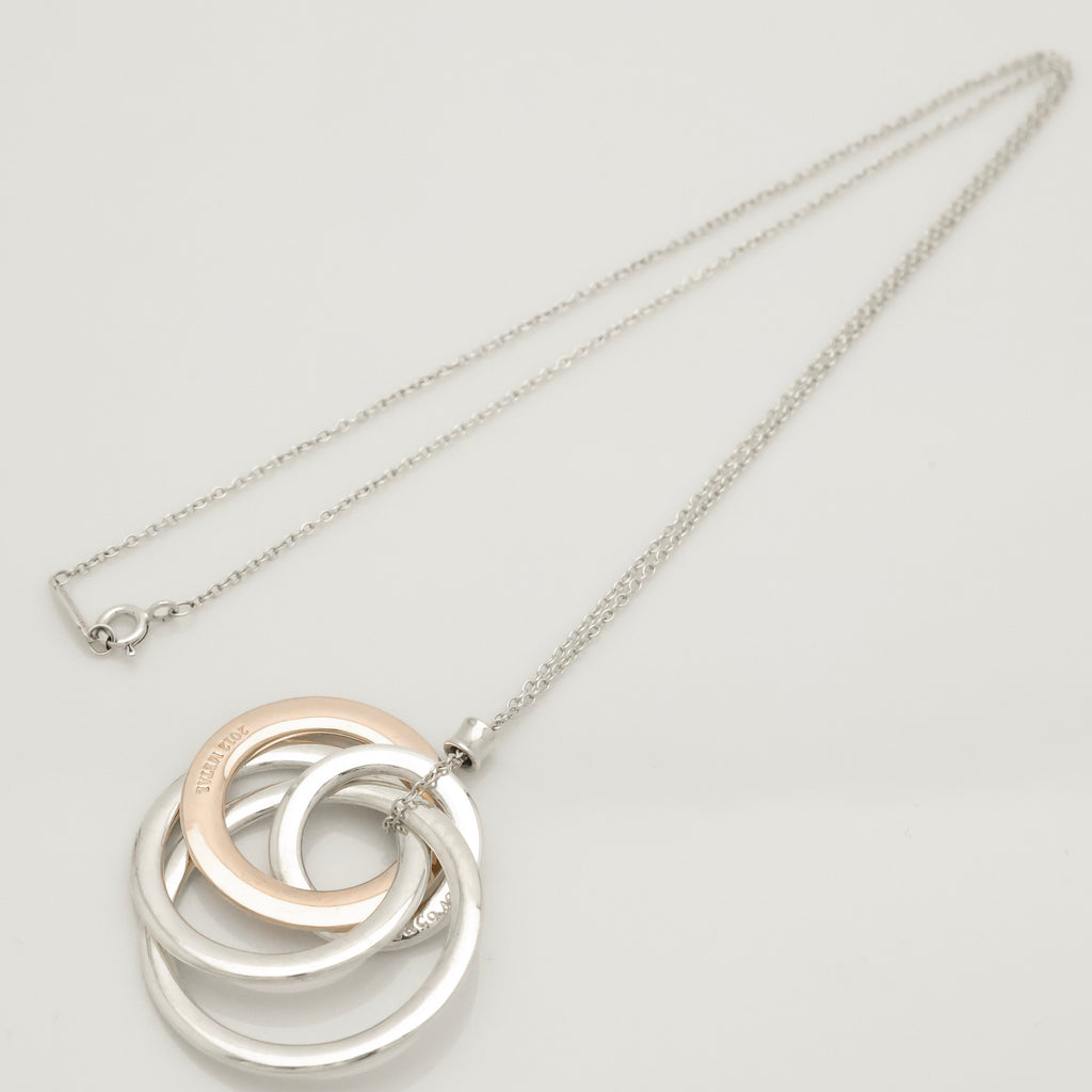 TIFFANY&Co. 4連 1837 インターロッキング サークル ネックレス ルベドメタル AG925
