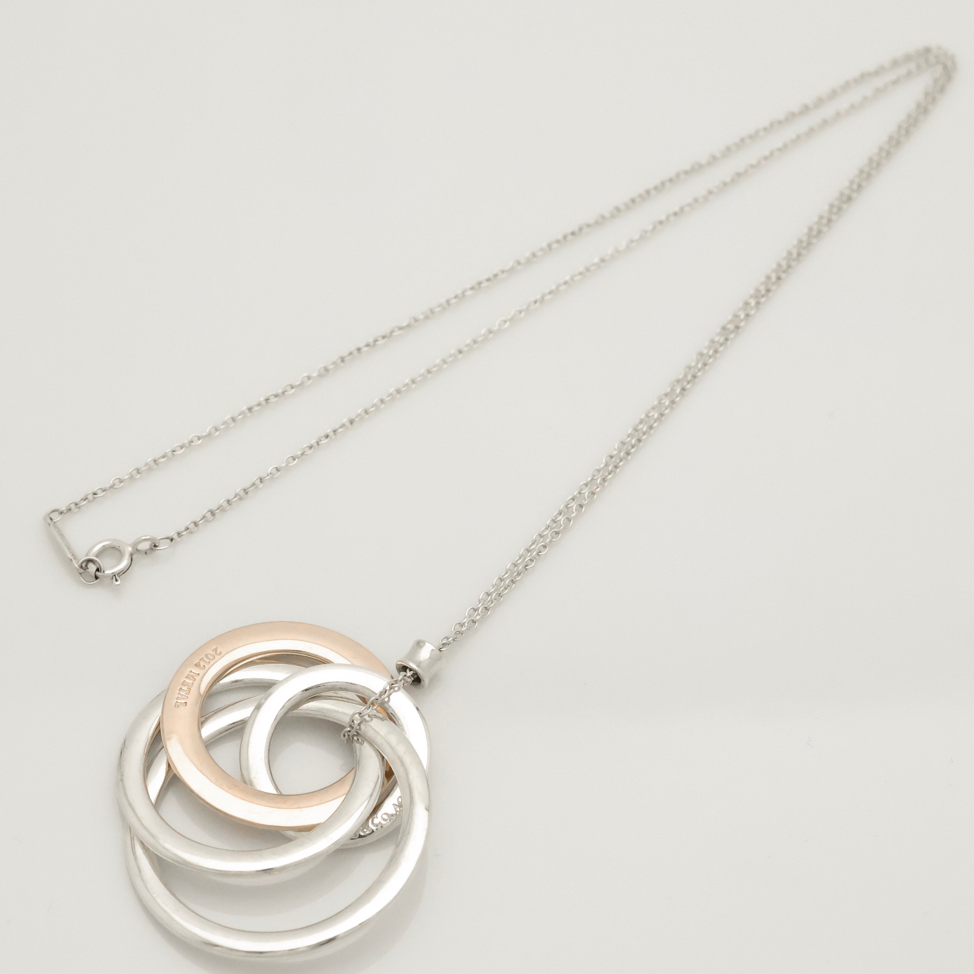TIFFANY&Co. 4連 1837 インターロッキング サークル ネックレス ルベドメタル AG925