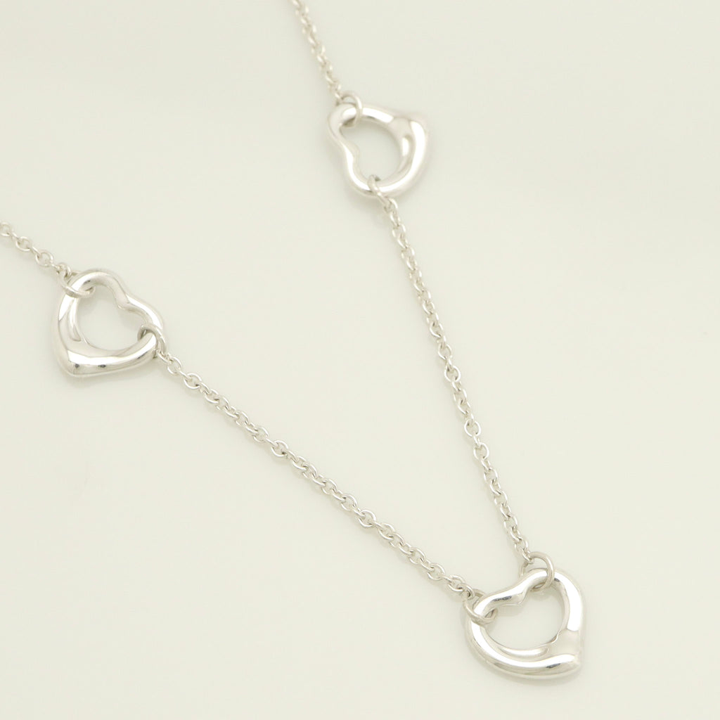  Tiffany & Co. Peretti Triple Open Heart Lariat Necklace Sterling Silver 925 