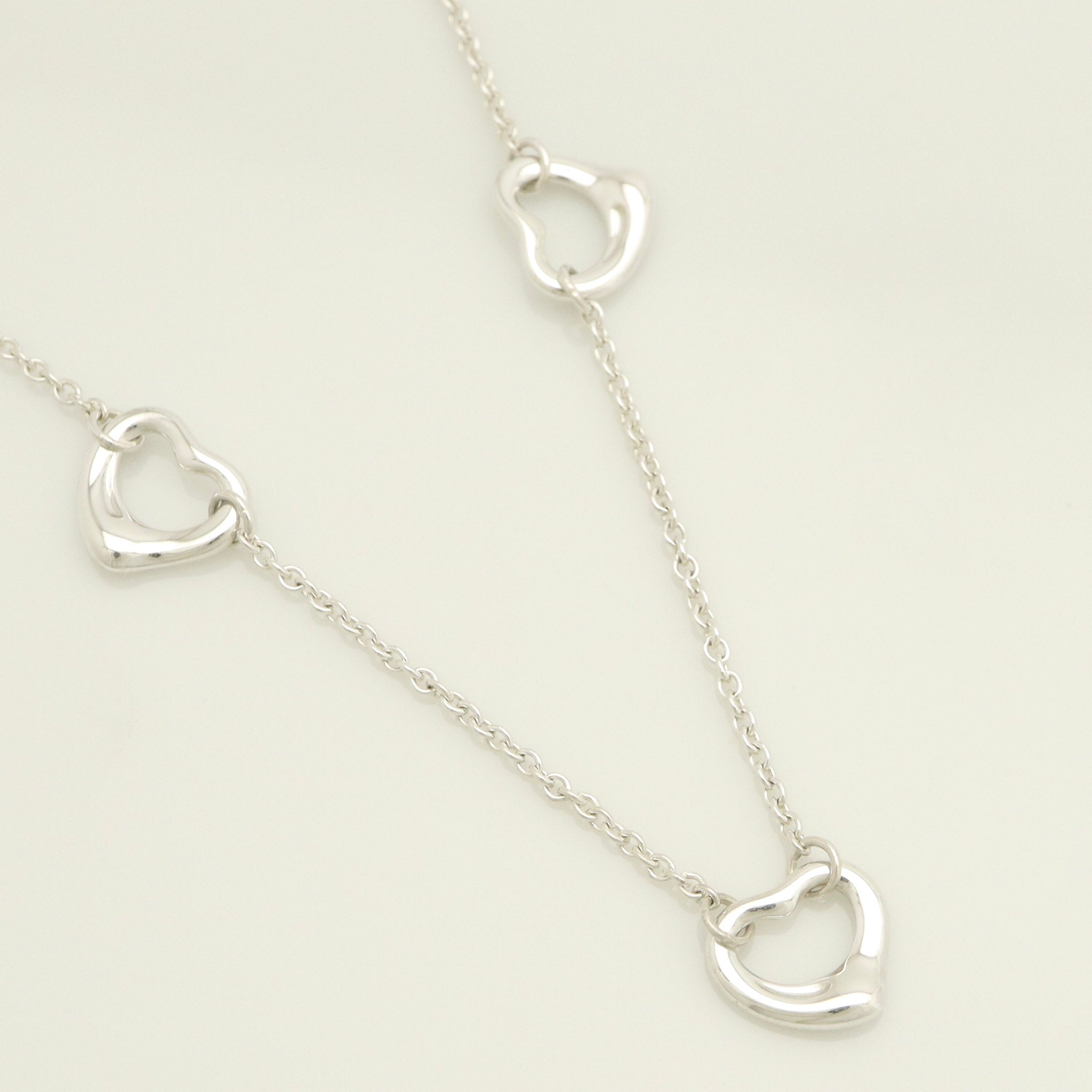  Tiffany & Co. Peretti Triple Open Heart Lariat Necklace Sterling Silver 925 