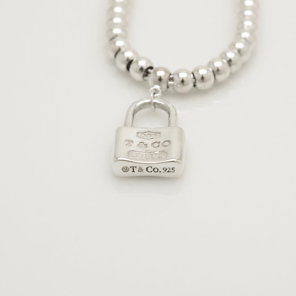 Tiffany & Co. 1837 Mini Padlock Bead Bracelet Sterling Silver 925