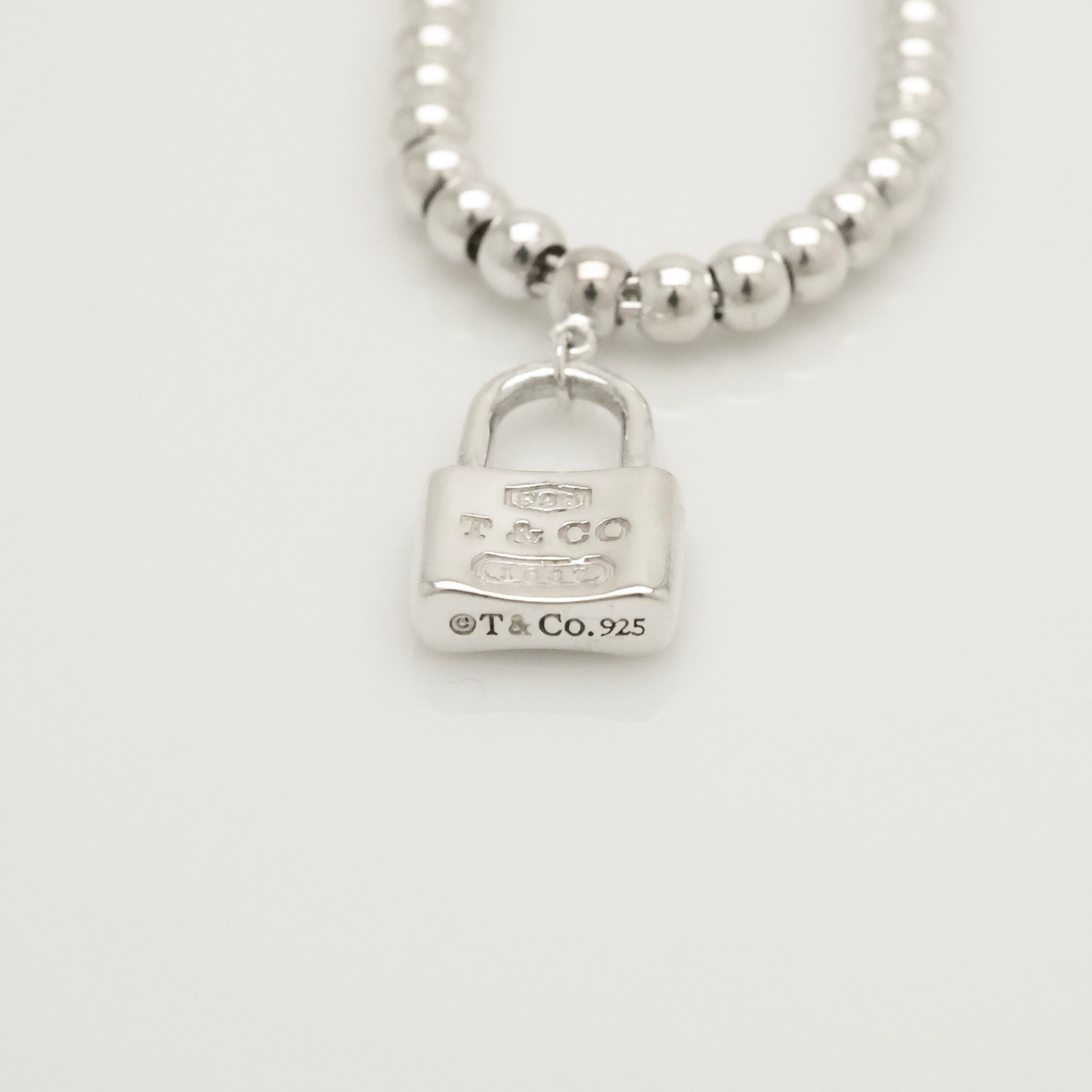 Tiffany & Co. 1837 Mini Padlock Bead Bracelet Sterling Silver 925