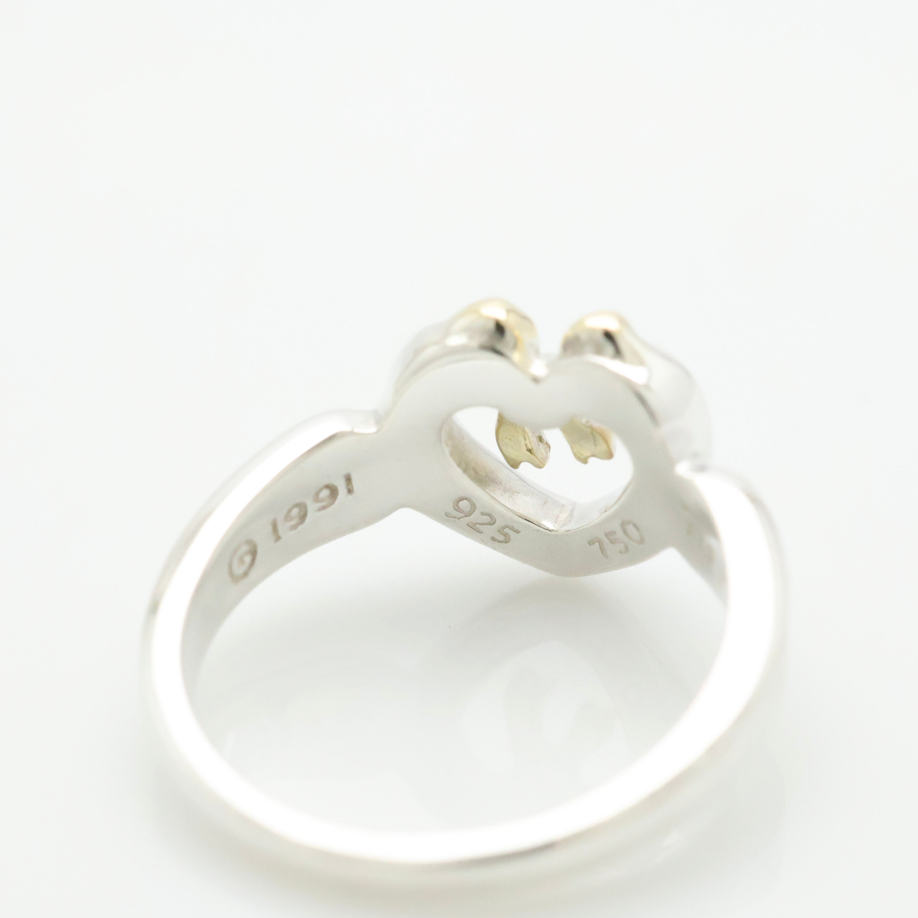 TIFFANY&Co. ハート リボン コンビ イエローゴールド リング 12 号 AG925 AU750