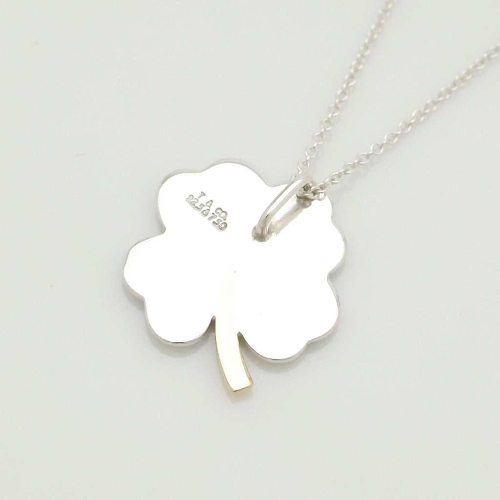  Tiffany & Co. Four Leaf Clover Pendant Necklace Sterling Silver 925 & Gold 18K