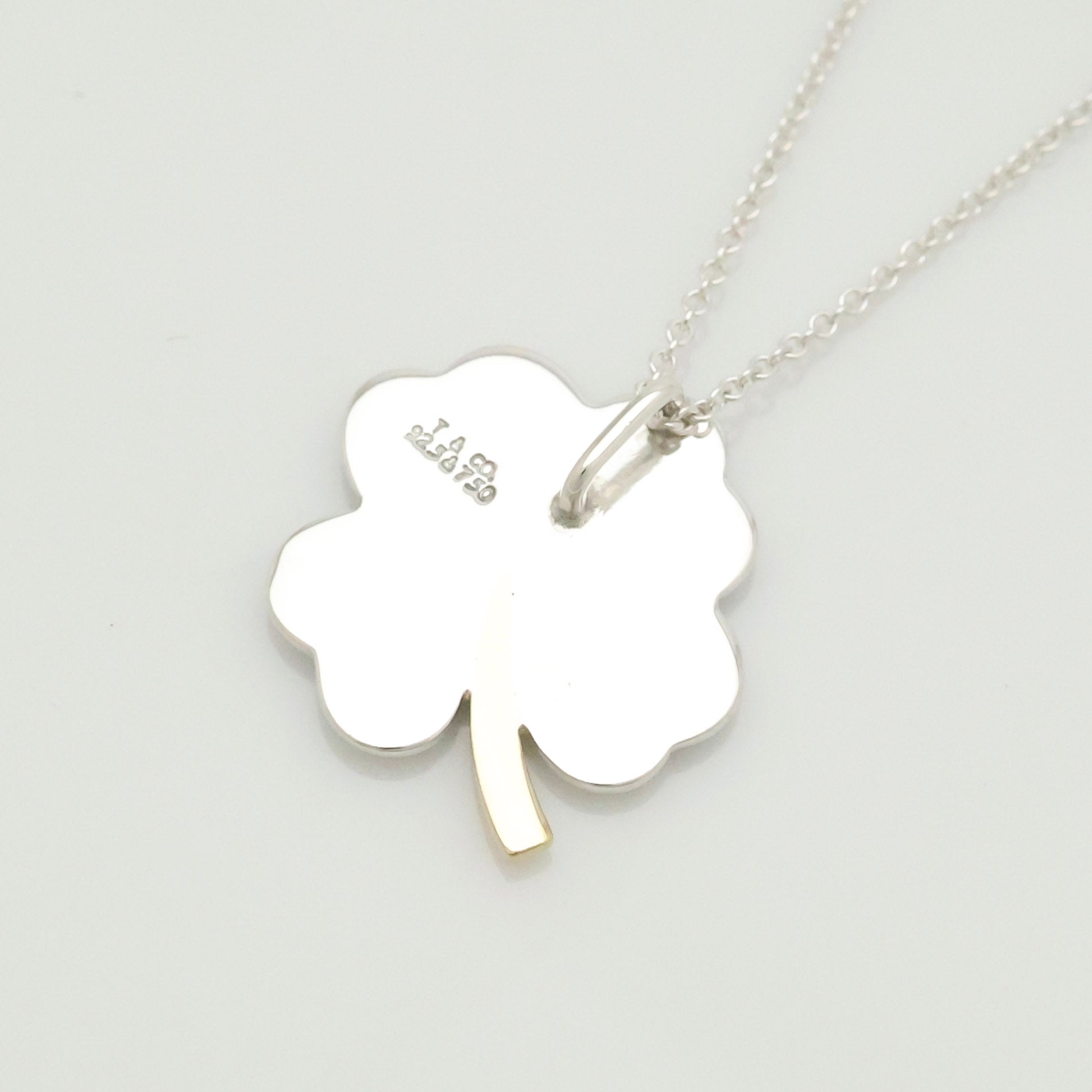 Tiffany & Co. Four Leaf Clover Pendant Necklace Sterling Silver 925 & Gold 18K