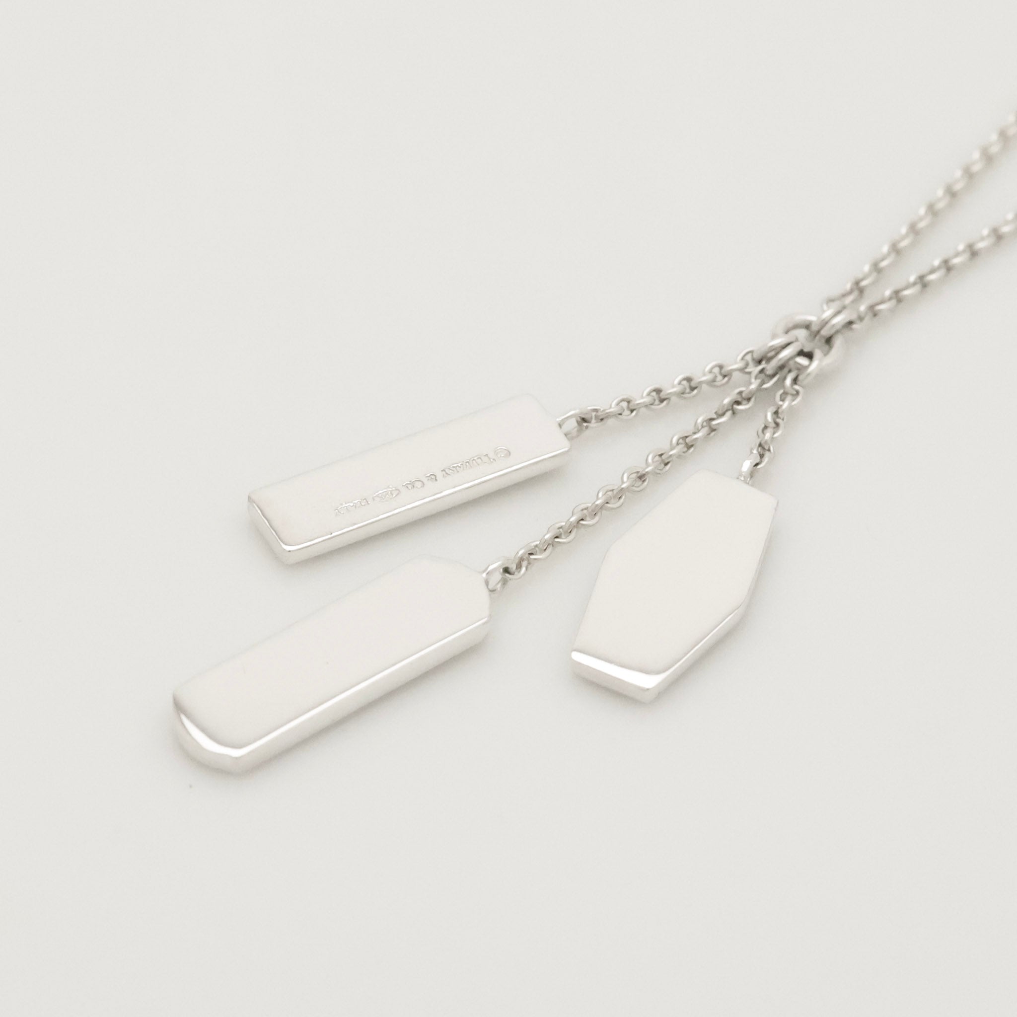 Tiffany & Co. 1837 Elements Three Bar Drop Necklace Sterling Silver 925