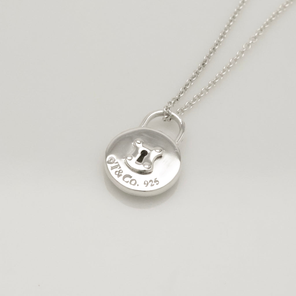 Tiffany & Co. Round Keyhole Lock Padlock Necklace Sterling Silver 925