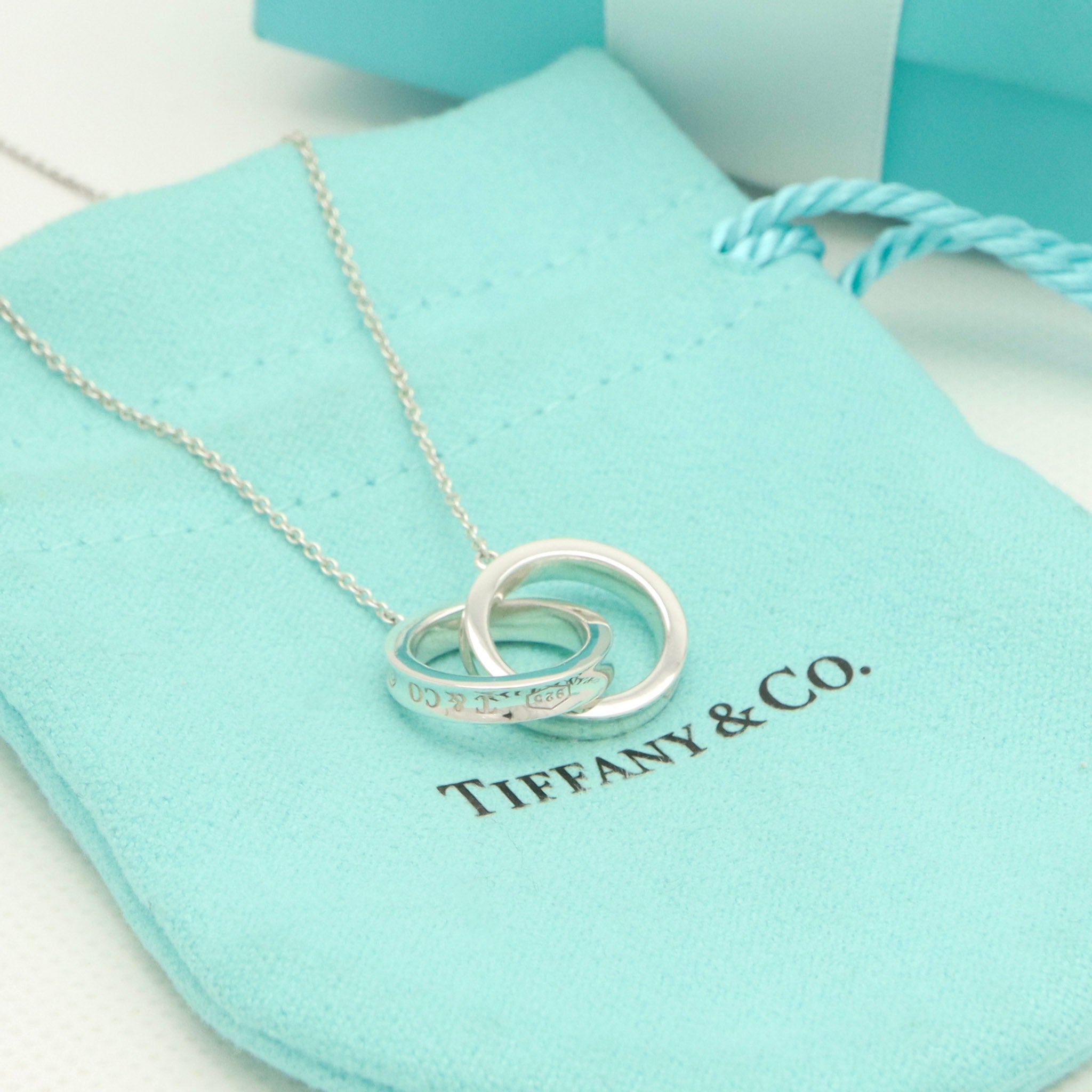 Tiffany & Co. 1837 Interlocking Circles Lariat Necklace Sterling Silver 925