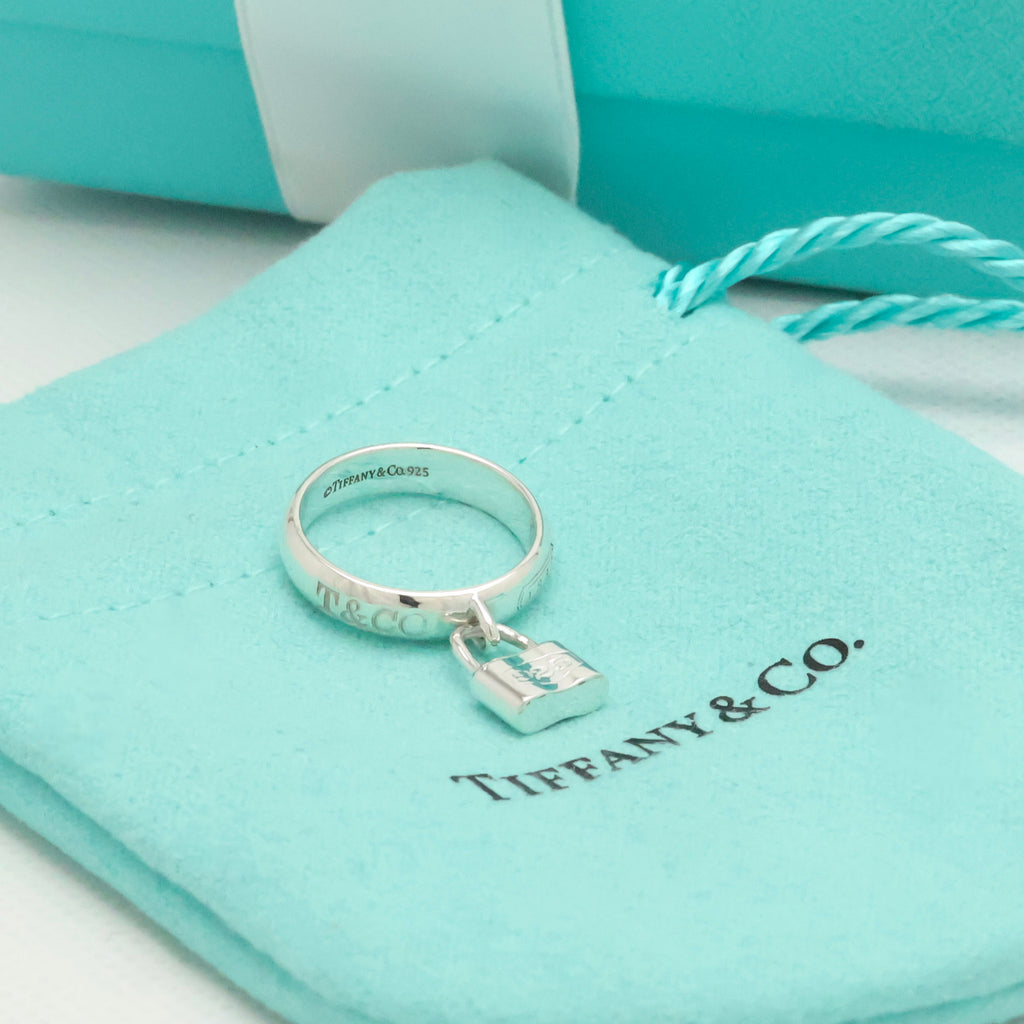 Tiffany & Co. 1837 Padlock Dangle Ring Sterling Silver 925